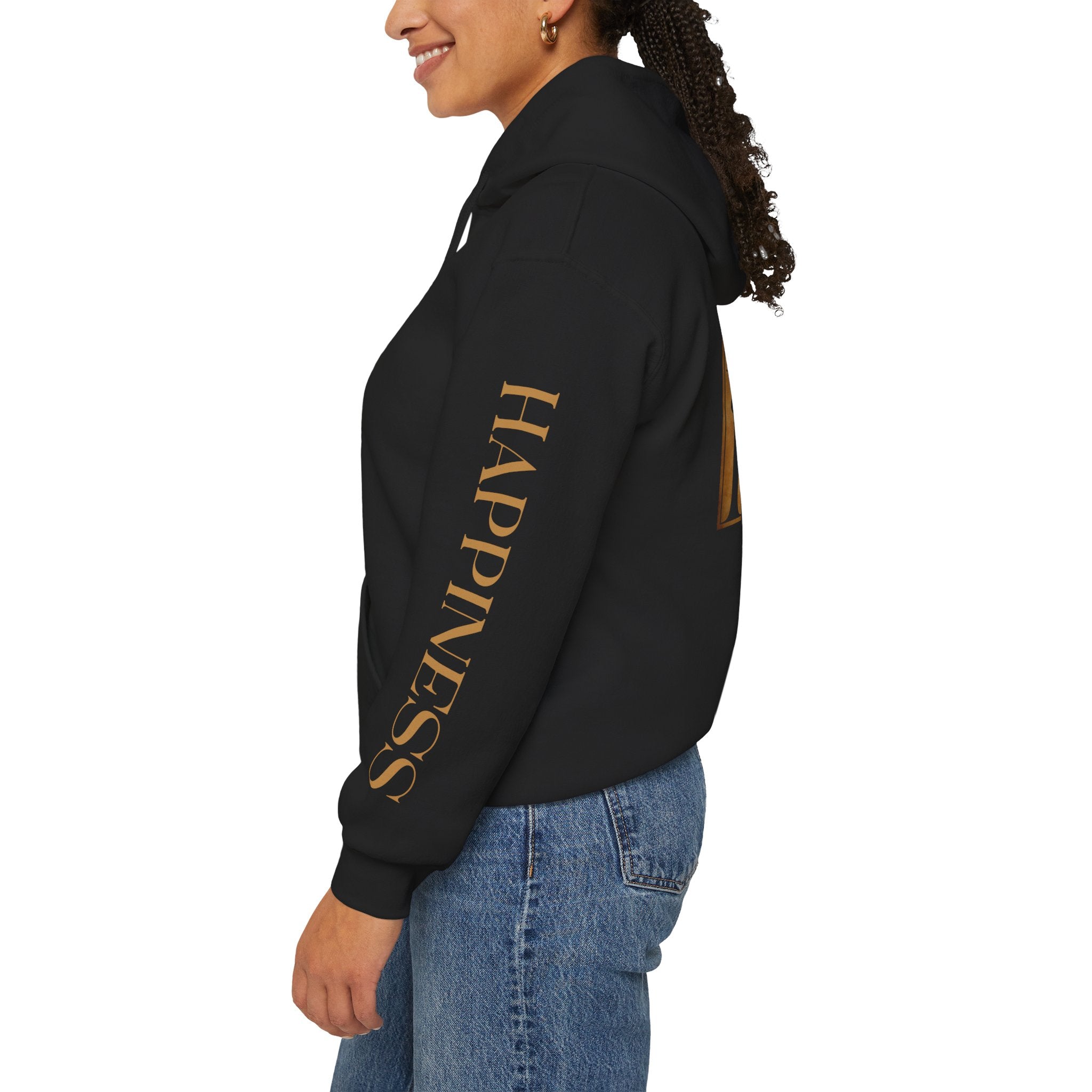 Hoodie 'Happiness Artisans' Gold Logo & 'Happiness' Sleeves