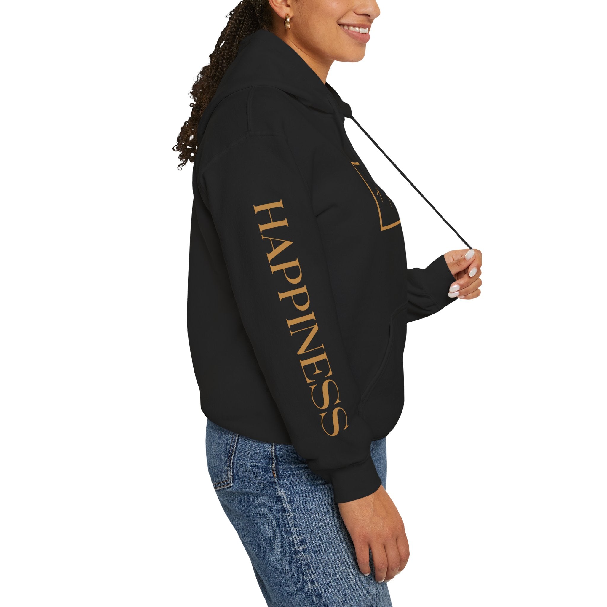 Hoodie 'Happiness Artisans' Gold Logo & 'Happiness' Sleeves