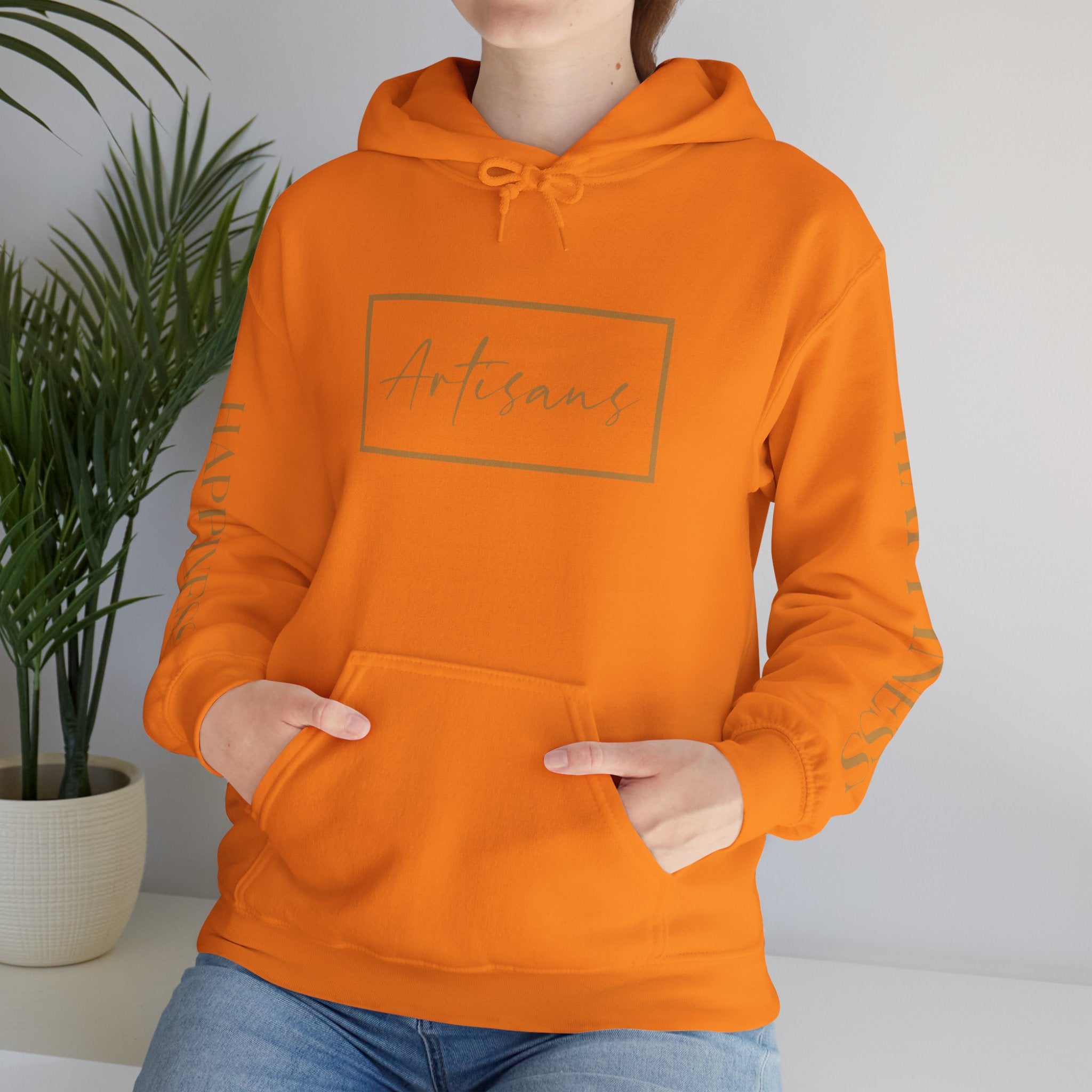 Hoodie 'Happiness Artisans' Gold Logo & 'Happiness' Sleeves