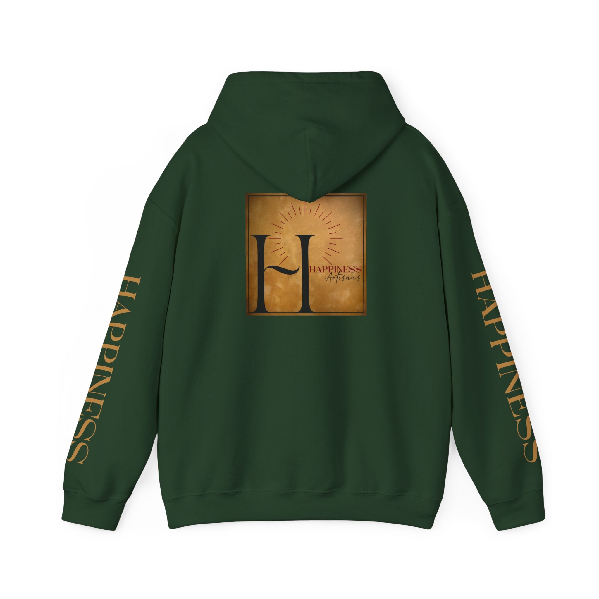 Hoodie 'Happiness Artisans' Gold Logo & 'Happiness' Sleeves