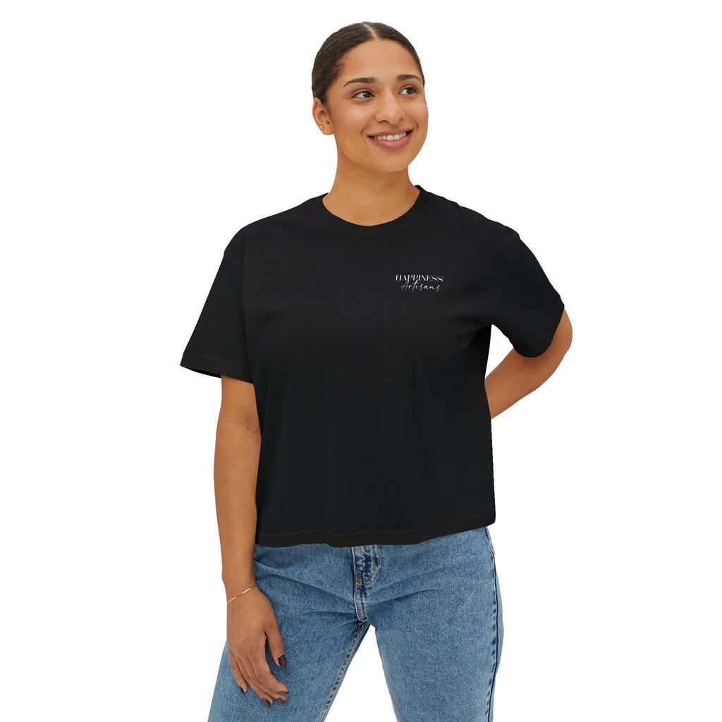 Monogram Floral Boxy Tee — Women's H Initial Crop T-Shirt