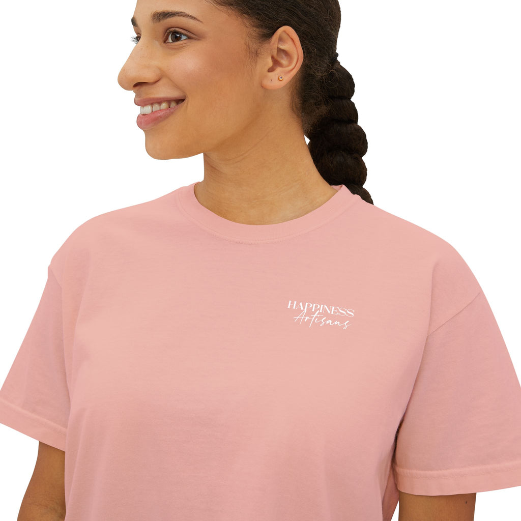 Monogram Floral Boxy Tee — Women's H Initial Crop T-Shirt
