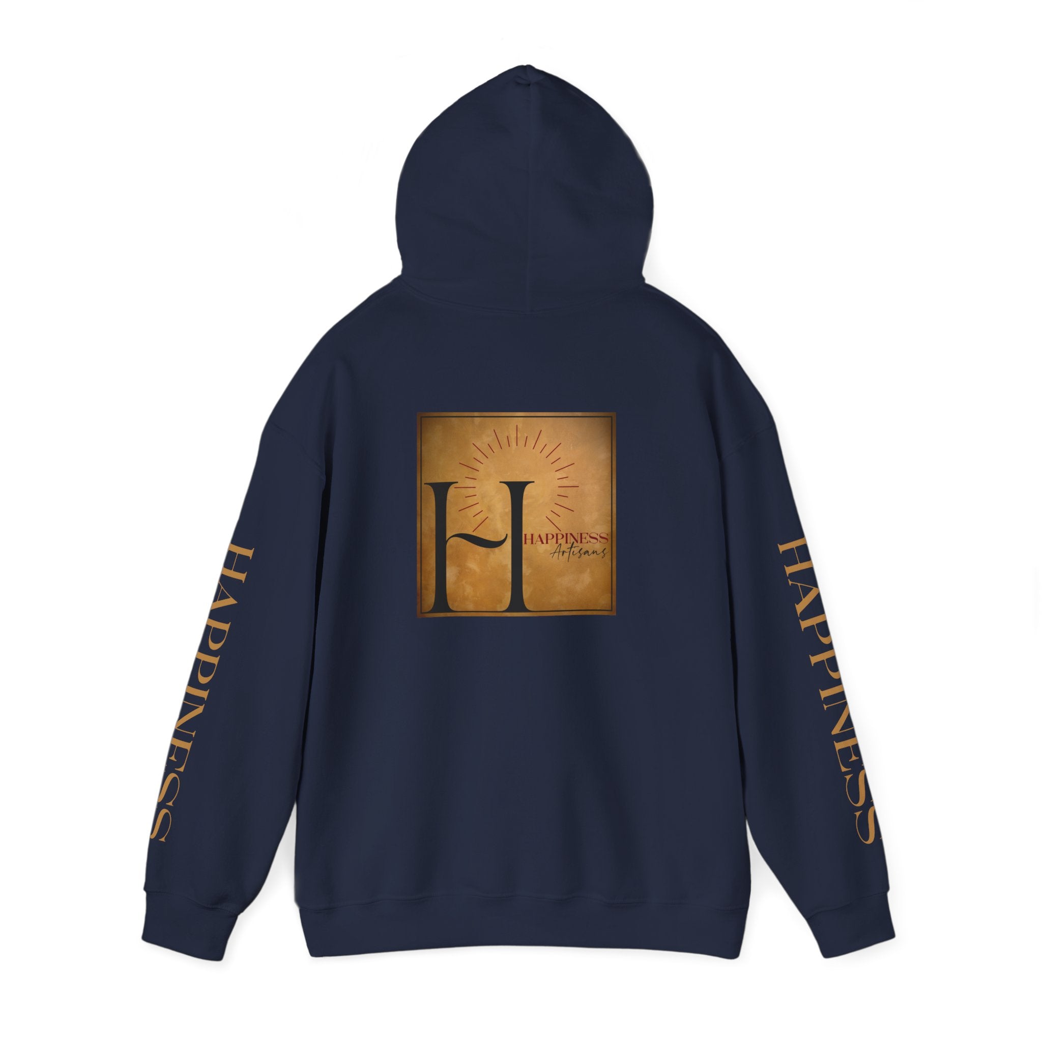 Hoodie 'Happiness Artisans' Gold Logo & 'Happiness' Sleeves
