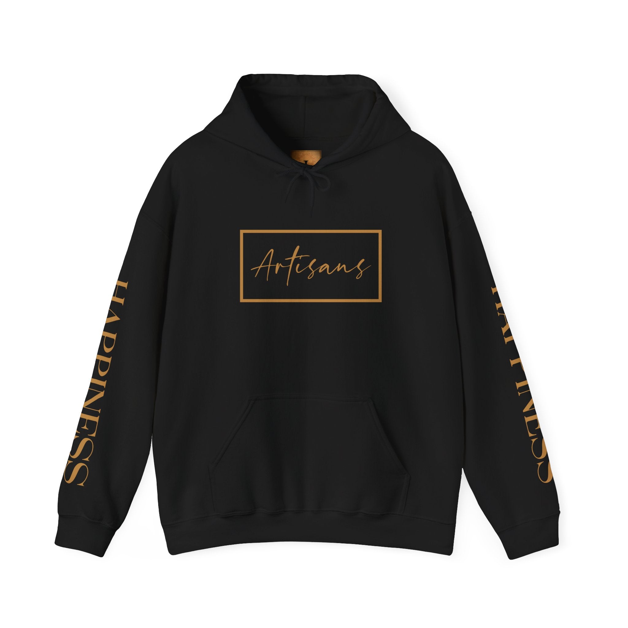 Hoodie 'Happiness Artisans' Gold Logo & 'Happiness' Sleeves