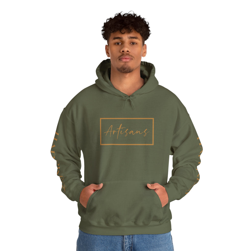 Hoodie 'Happiness Artisans' Gold Logo & 'Happiness' Sleeves