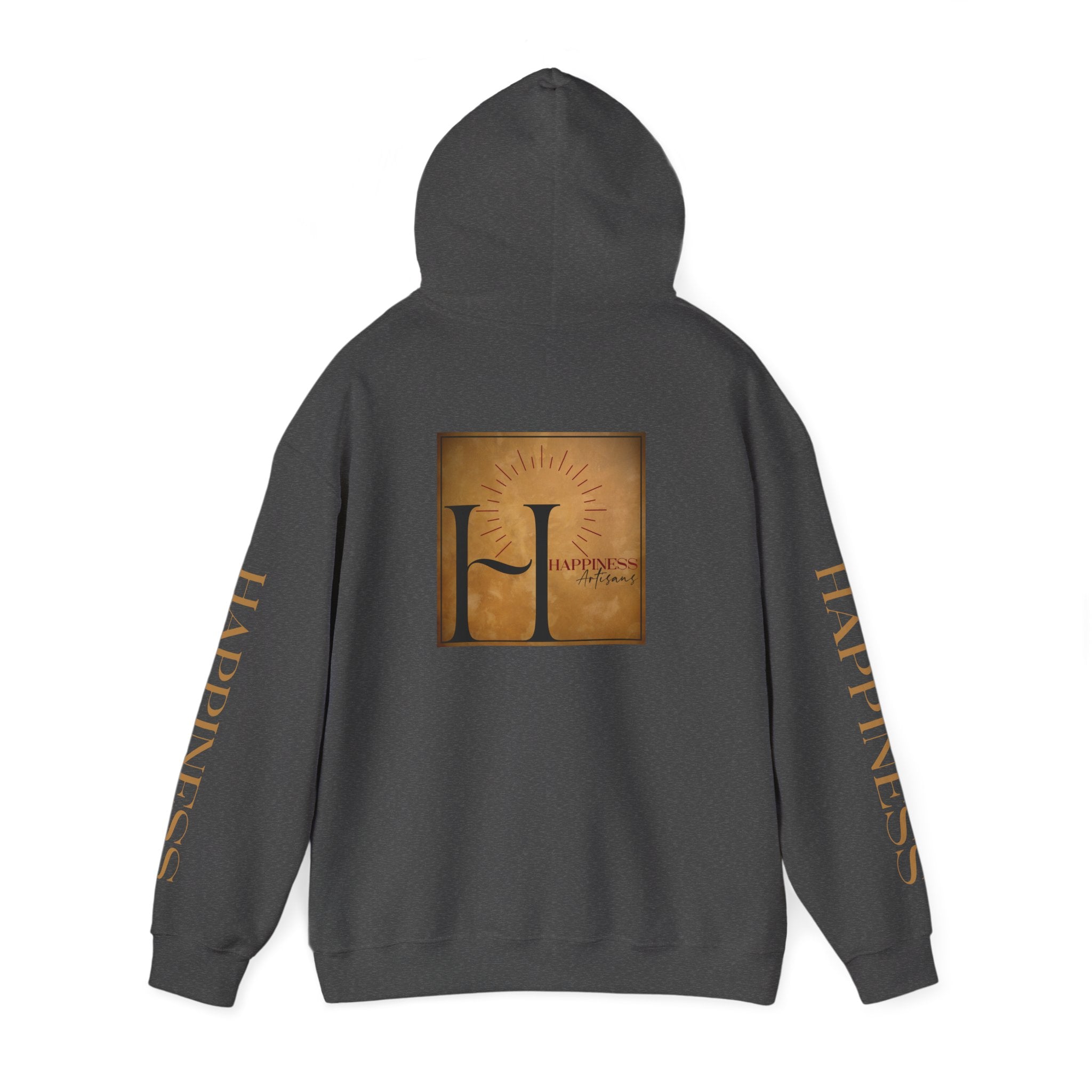 Hoodie 'Happiness Artisans' Gold Logo & 'Happiness' Sleeves