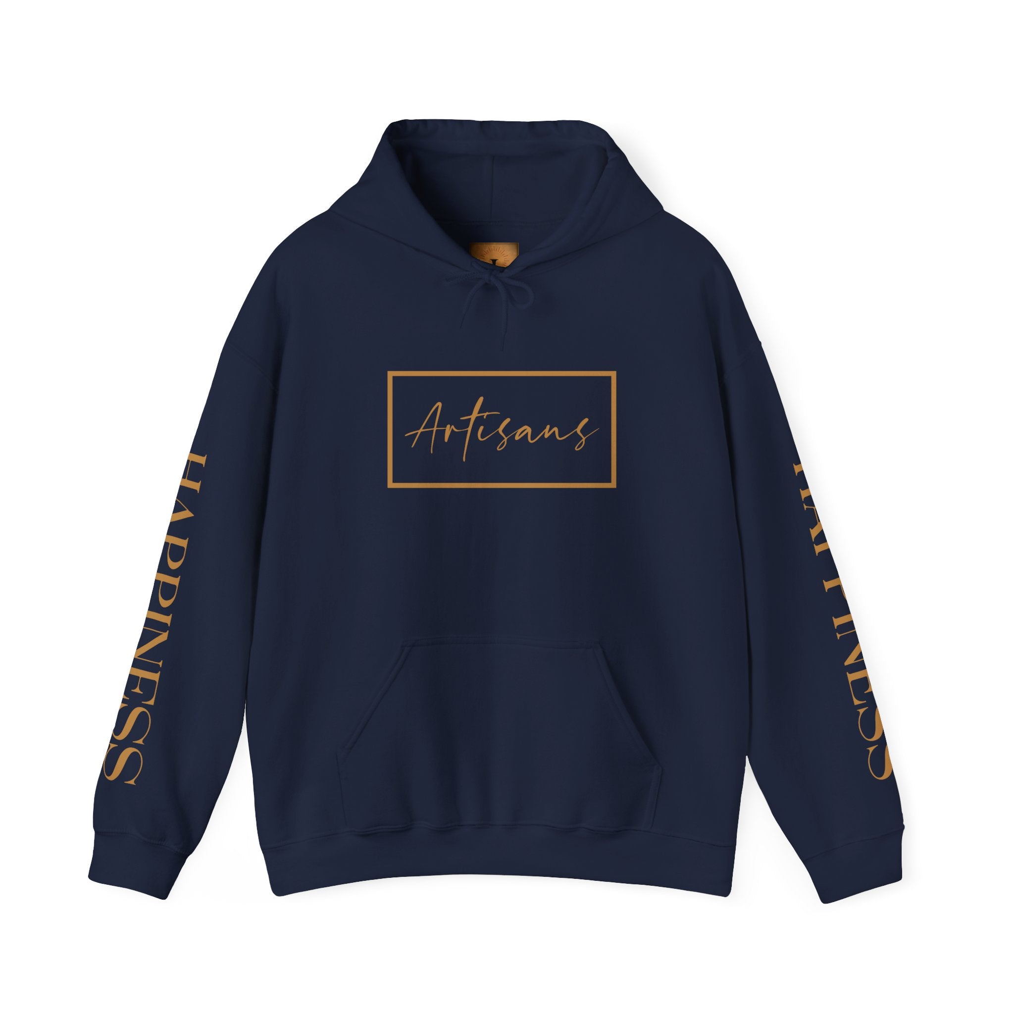 Hoodie 'Happiness Artisans' Gold Logo & 'Happiness' Sleeves
