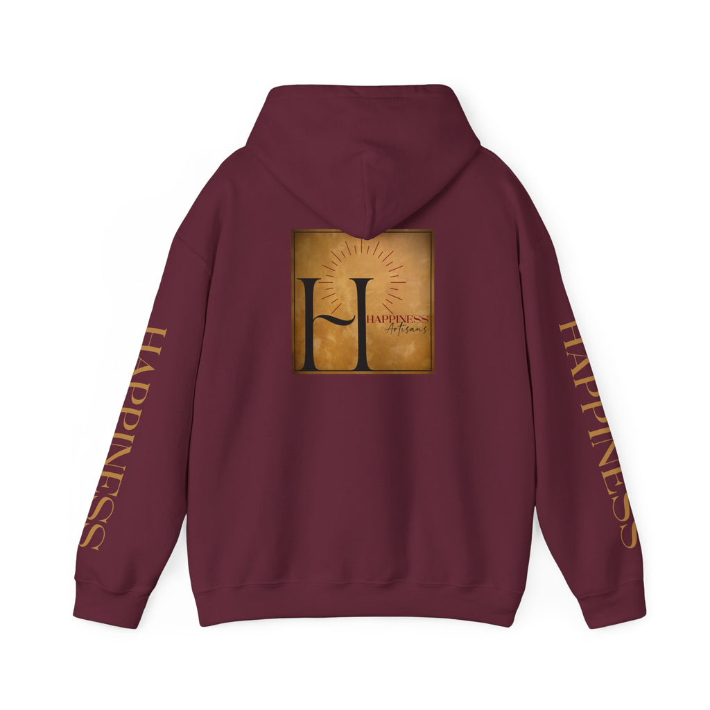 Hoodie 'Happiness Artisans' Gold Logo & 'Happiness' Sleeves