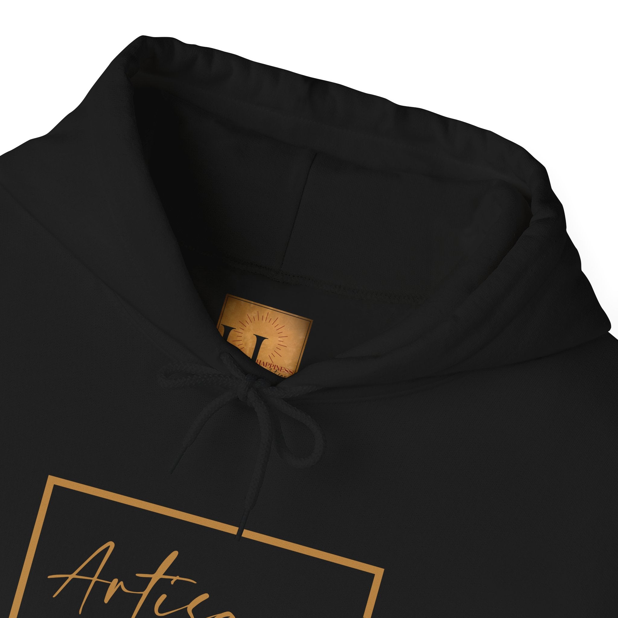 Hoodie 'Happiness Artisans' Gold Logo & 'Happiness' Sleeves
