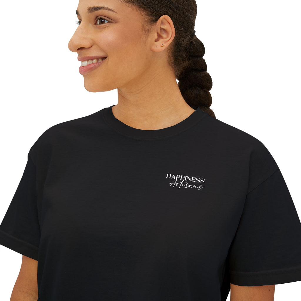 Monogram Floral Boxy Tee — Women's H Initial Crop T-Shirt