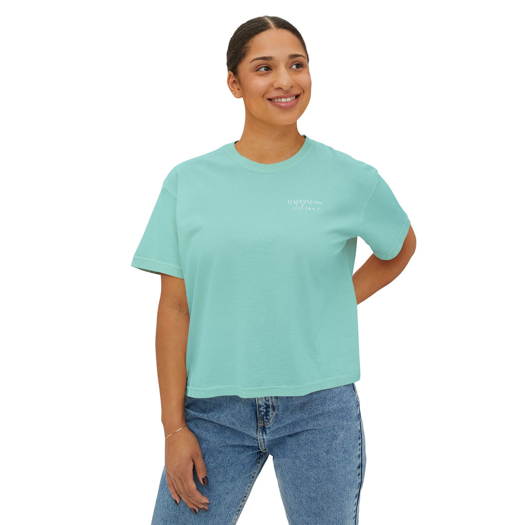 Monogram Floral Boxy Tee — Women's H Initial Crop T-Shirt