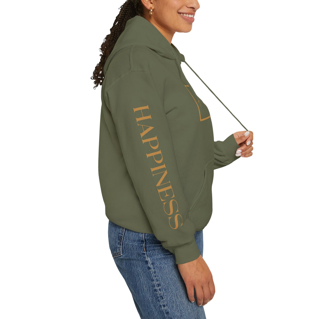 Hoodie 'Happiness Artisans' Gold Logo & 'Happiness' Sleeves