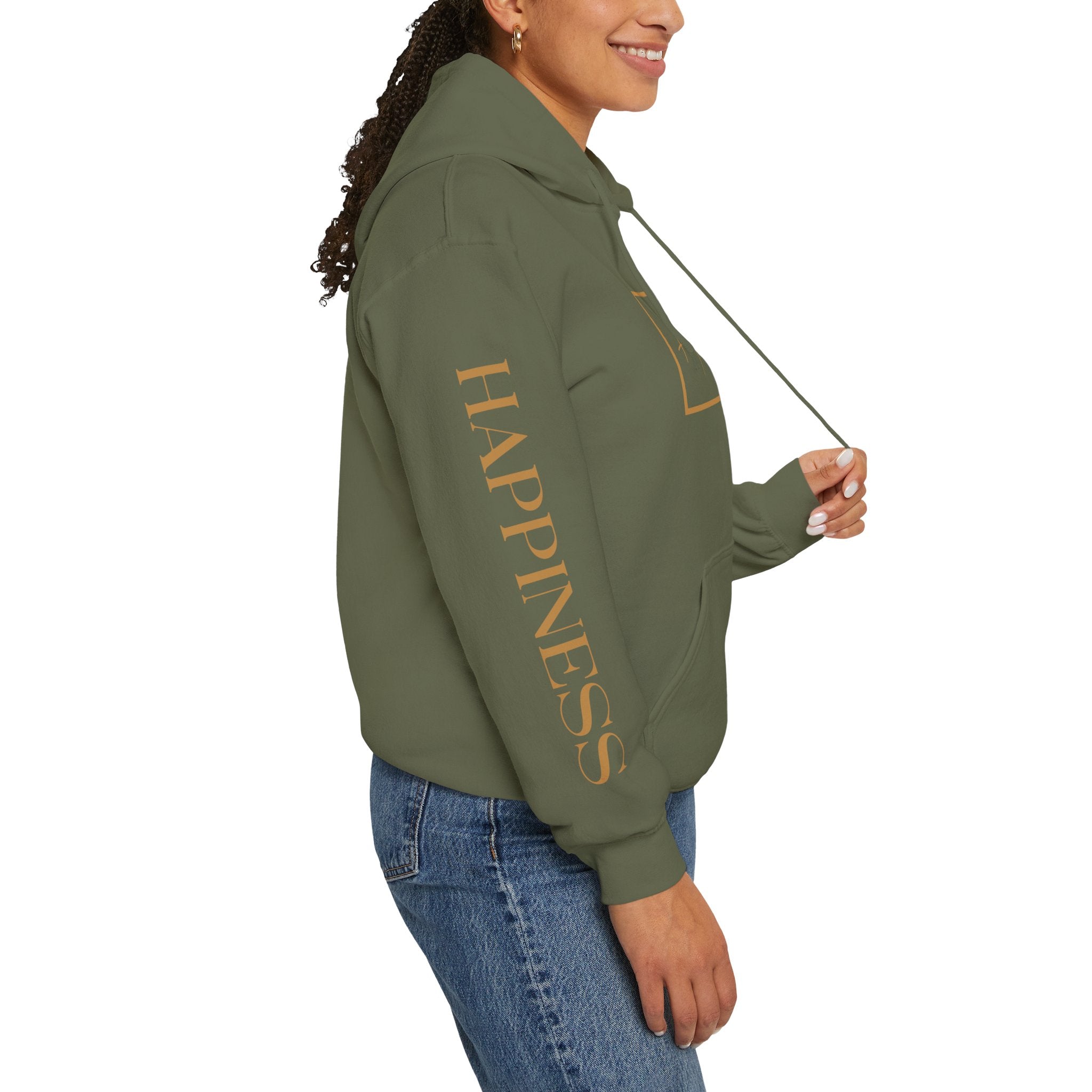 Hoodie 'Happiness Artisans' Gold Logo & 'Happiness' Sleeves