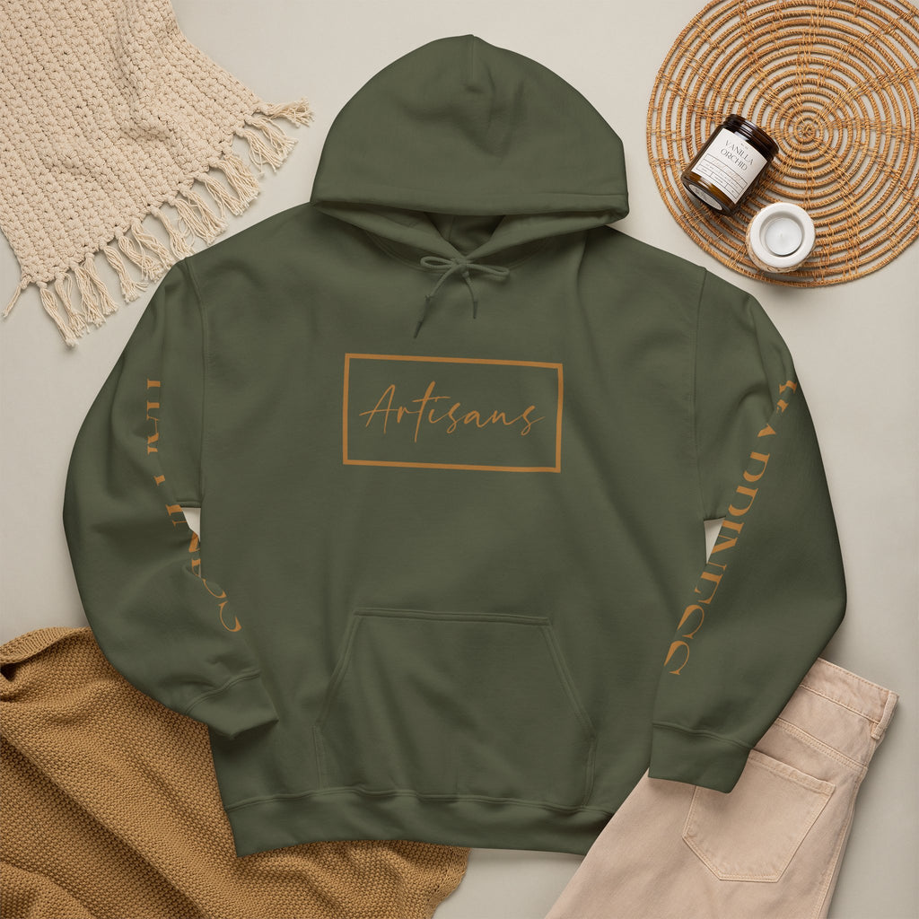 Hoodie 'Happiness Artisans' Gold Logo & 'Happiness' Sleeves