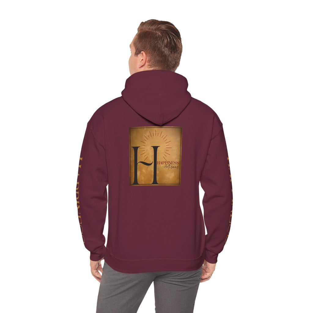Hoodie 'Happiness Artisans' Gold Logo & 'Happiness' Sleeves