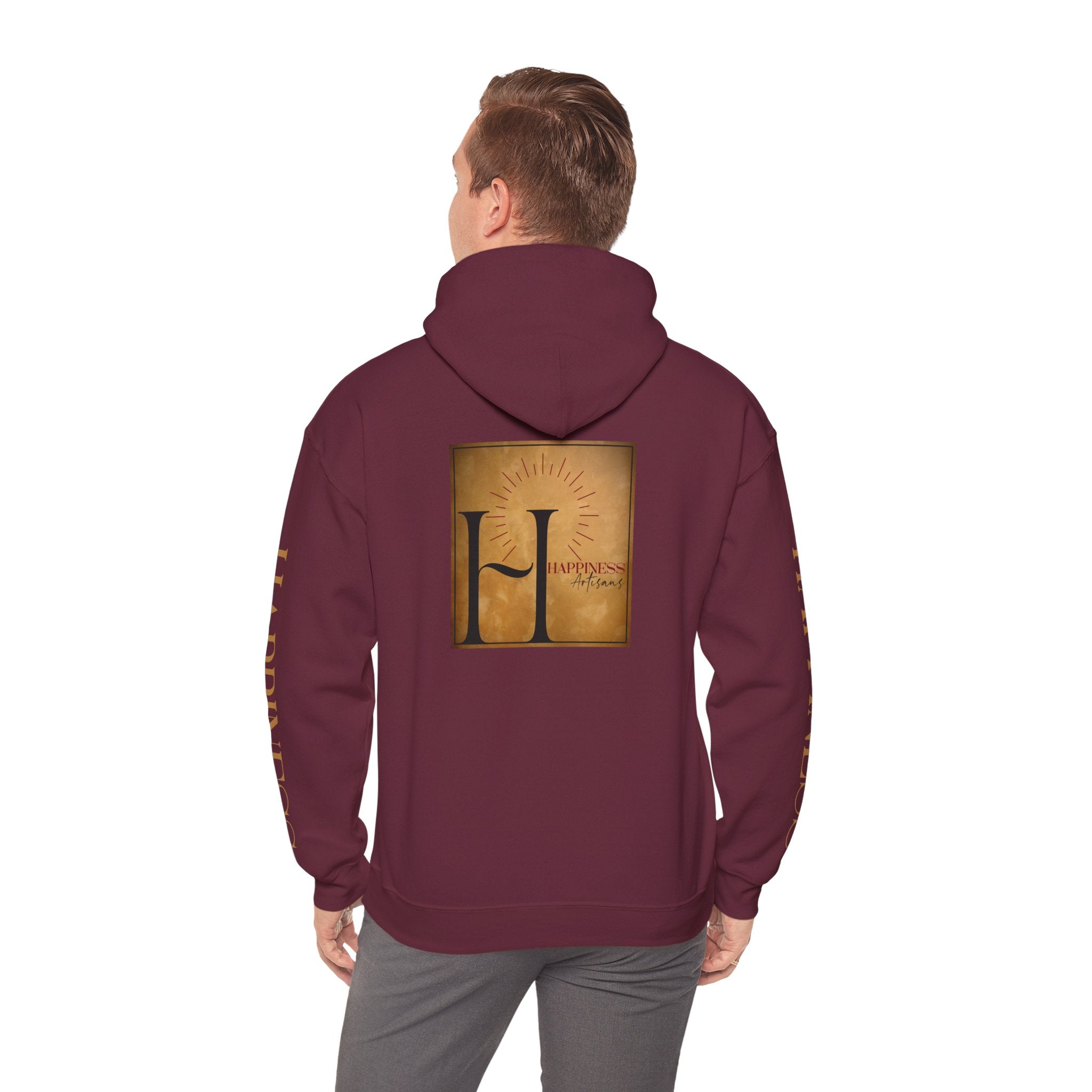 Hoodie 'Happiness Artisans' Gold Logo & 'Happiness' Sleeves