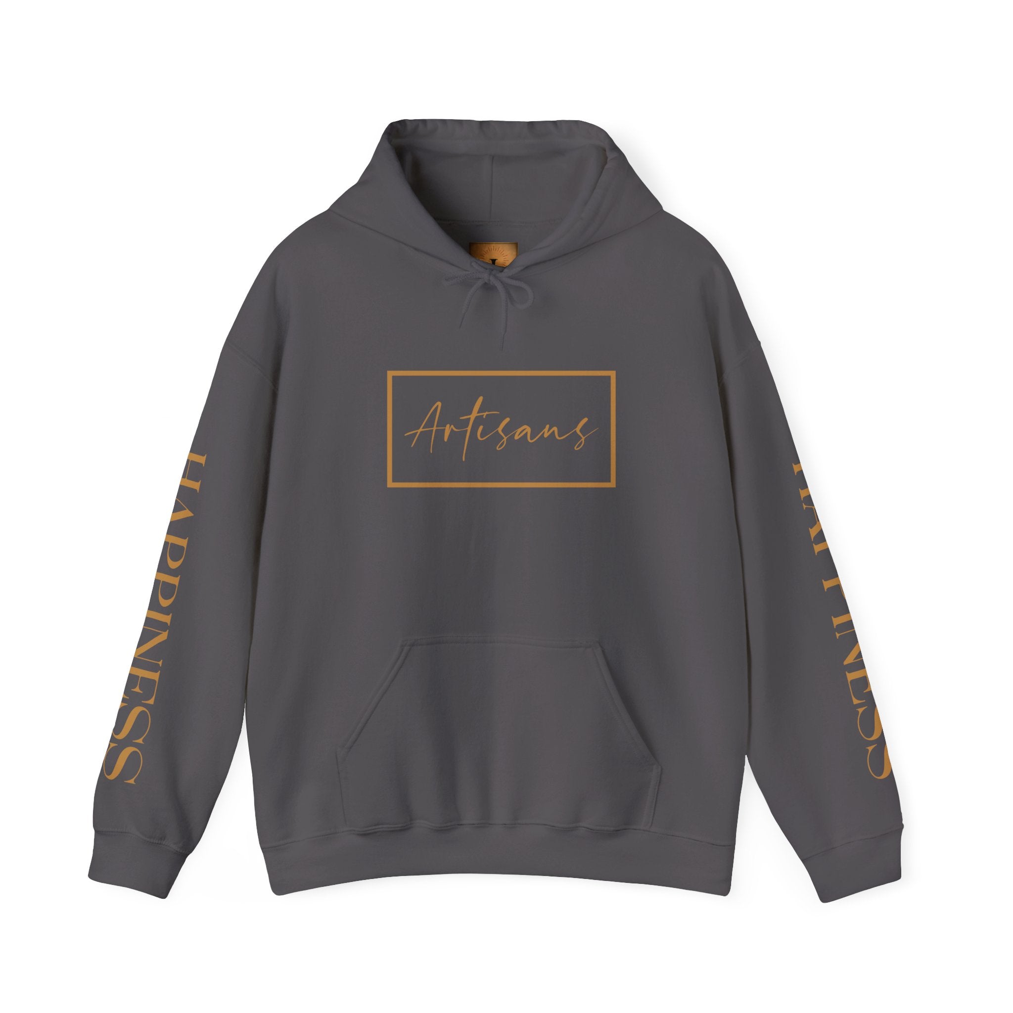 Hoodie 'Happiness Artisans' Gold Logo & 'Happiness' Sleeves