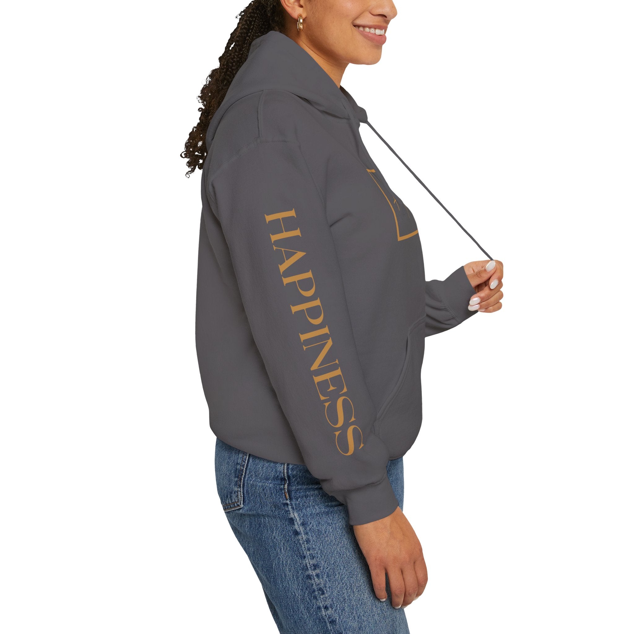 Hoodie 'Happiness Artisans' Gold Logo & 'Happiness' Sleeves