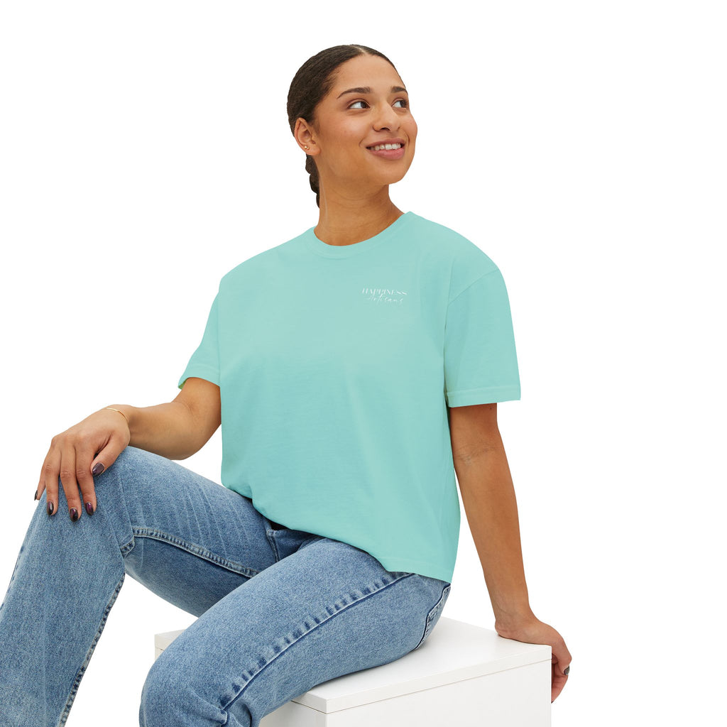 Monogram Floral Boxy Tee — Women's H Initial Crop T-Shirt