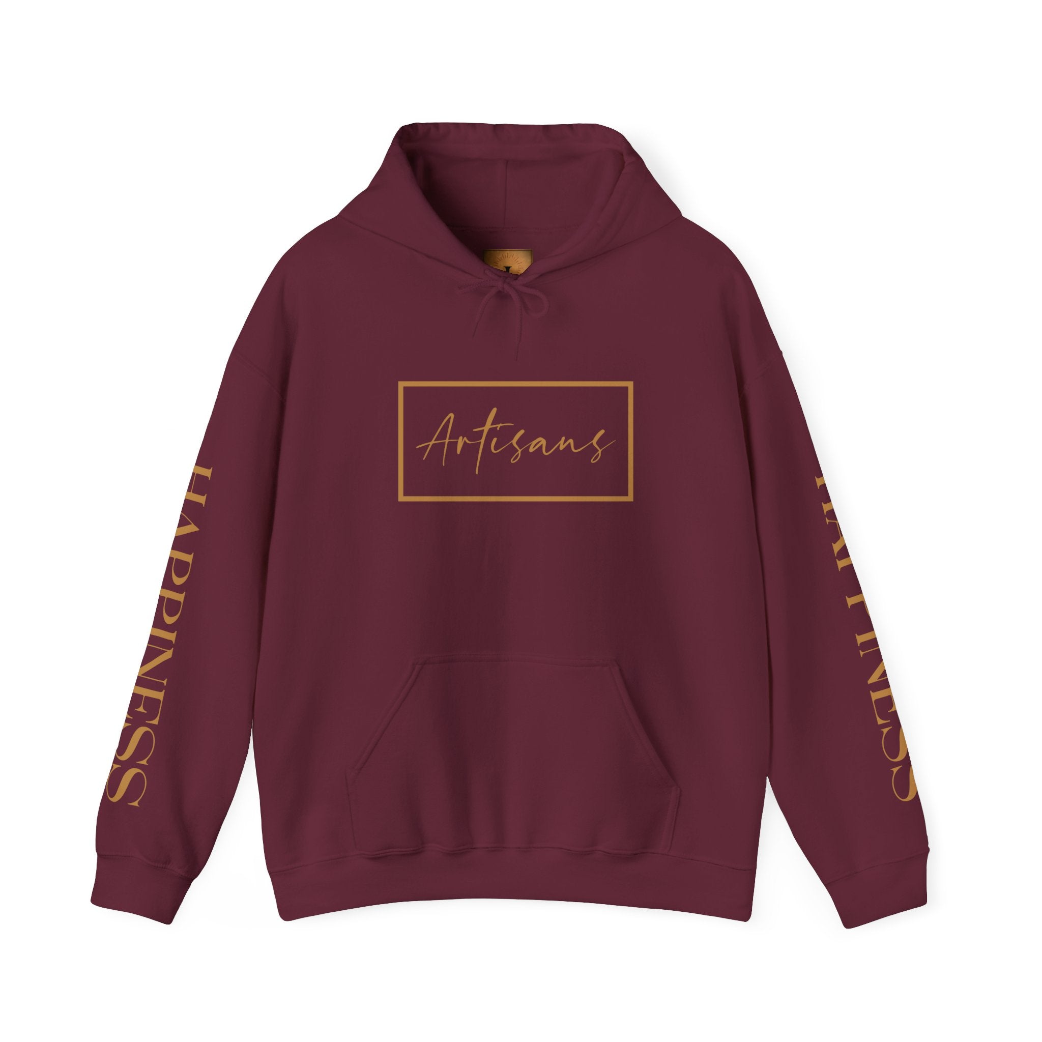 Hoodie 'Happiness Artisans' Gold Logo & 'Happiness' Sleeves