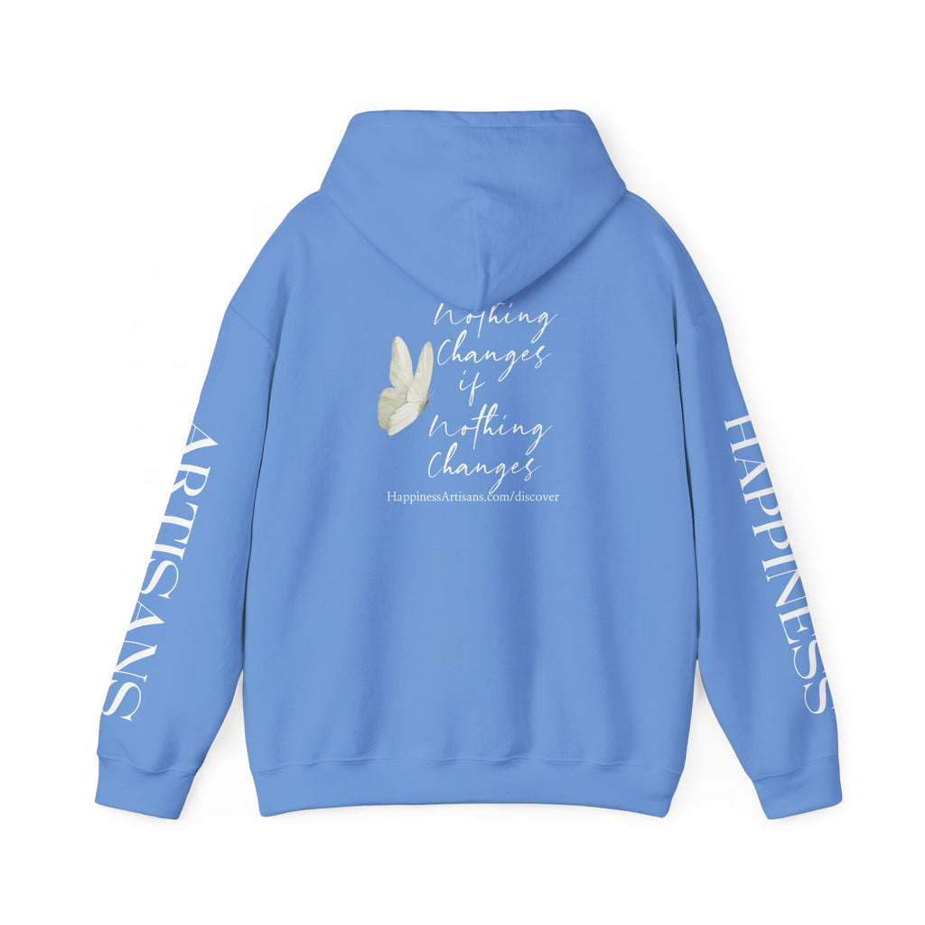 Floral Monogram H Hoodie | Happiness Artisans Hoodie with "Nothing Changes If Nothing Changes" Quote and Butterfly