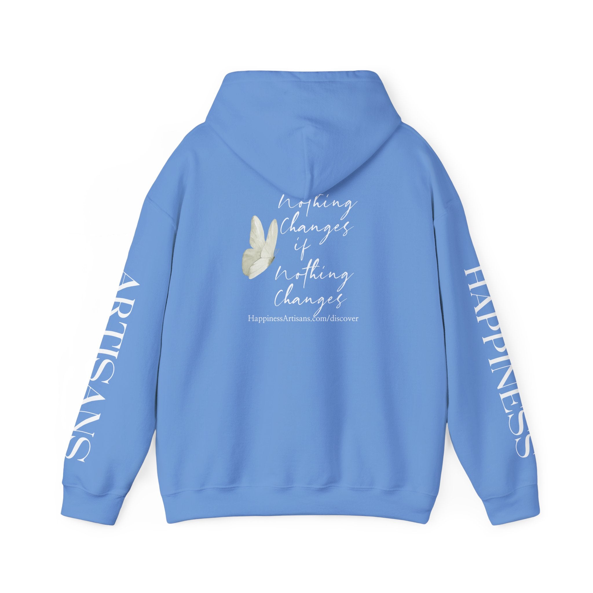 Floral Monogram H Hoodie | Happiness Artisans Hoodie with "Nothing Changes If Nothing Changes" Quote and Butterfly