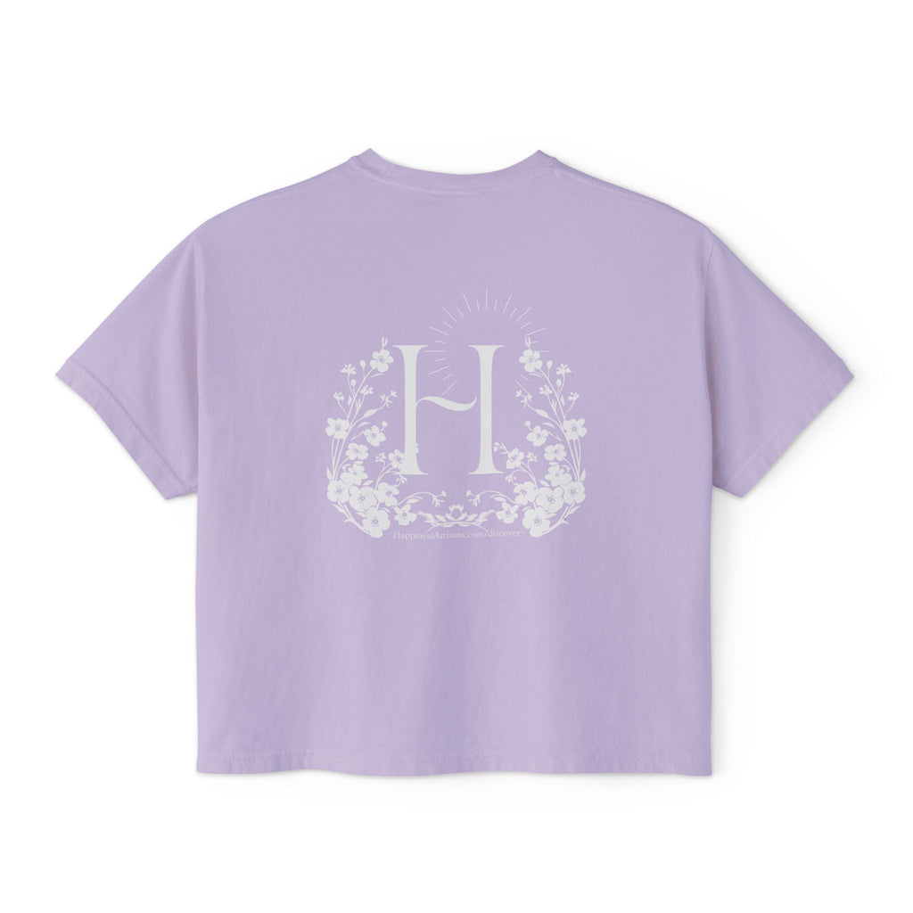 Monogram Floral Boxy Tee — Women's H Initial Crop T-Shirt