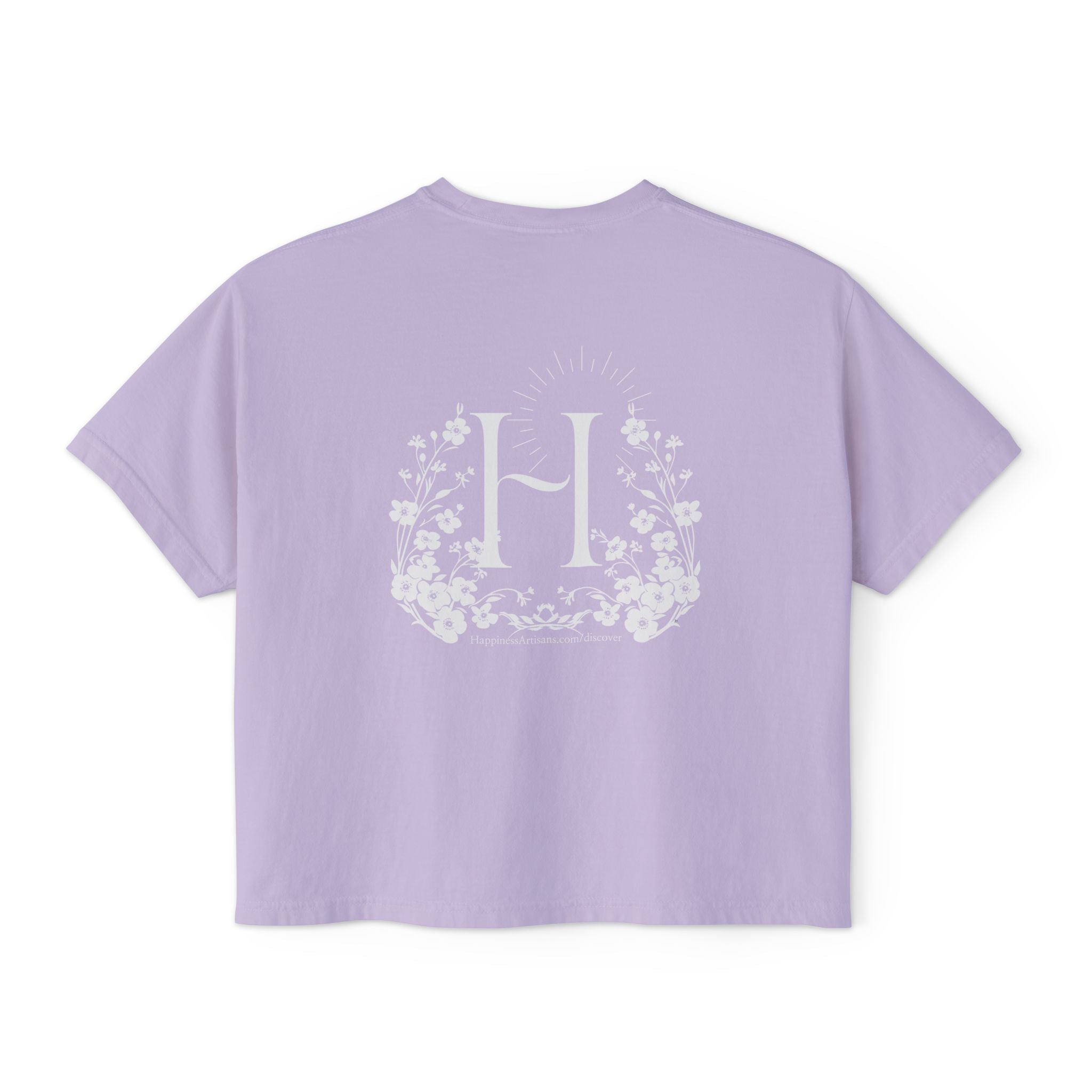 Monogram Floral Boxy Tee — Women's H Initial Crop T-Shirt