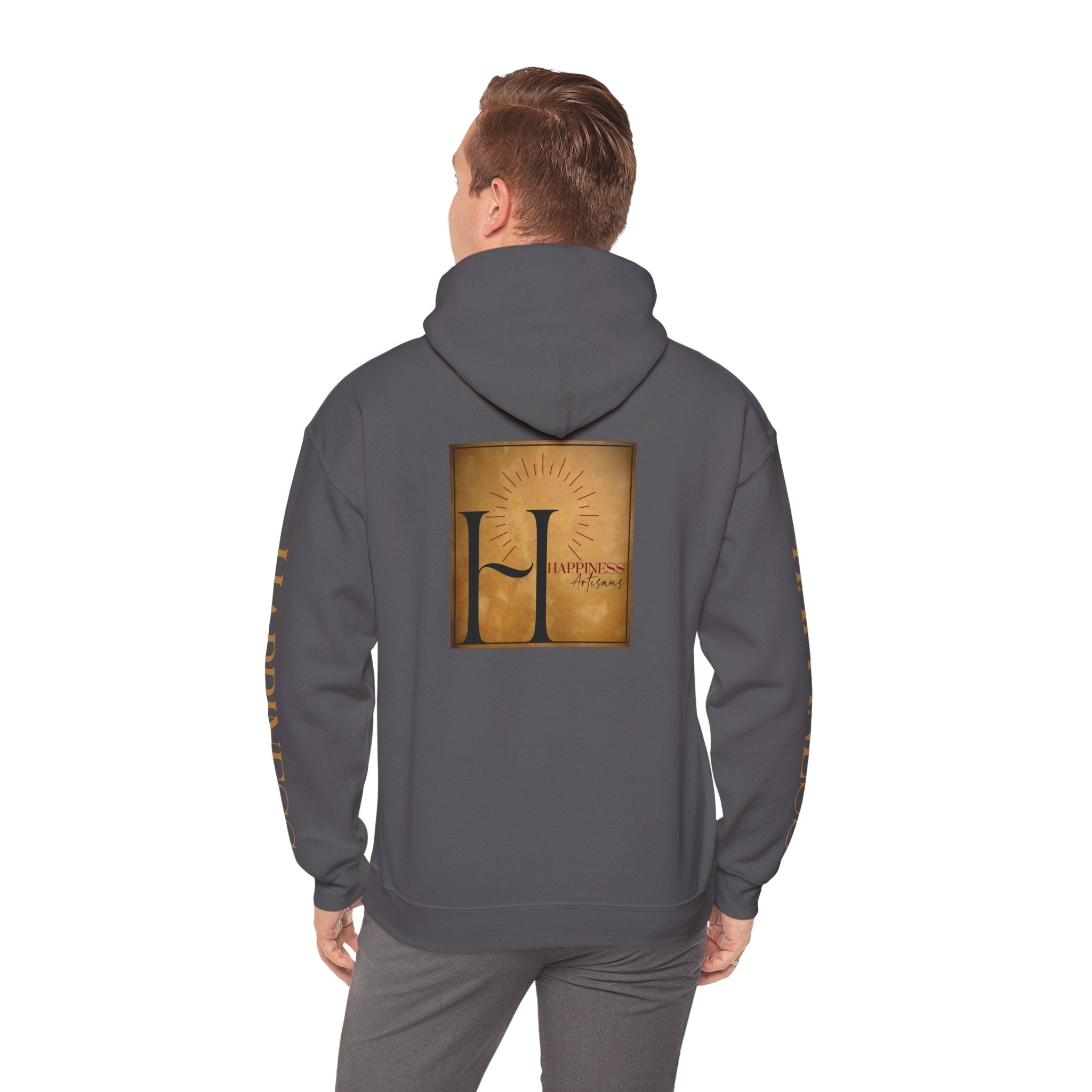 Hoodie 'Happiness Artisans' Gold Logo & 'Happiness' Sleeves