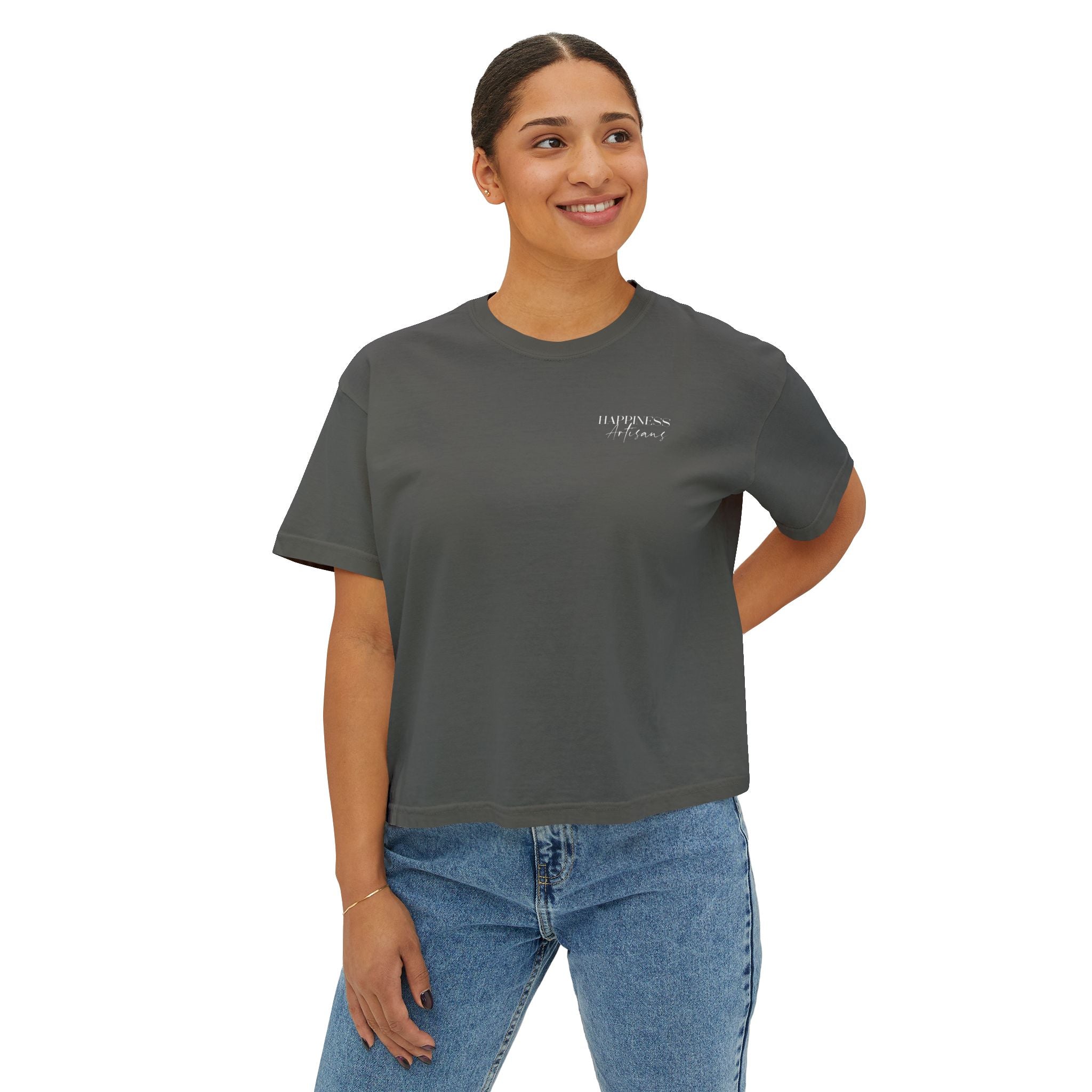 Monogram Floral Boxy Tee — Women's H Initial Crop T-Shirt