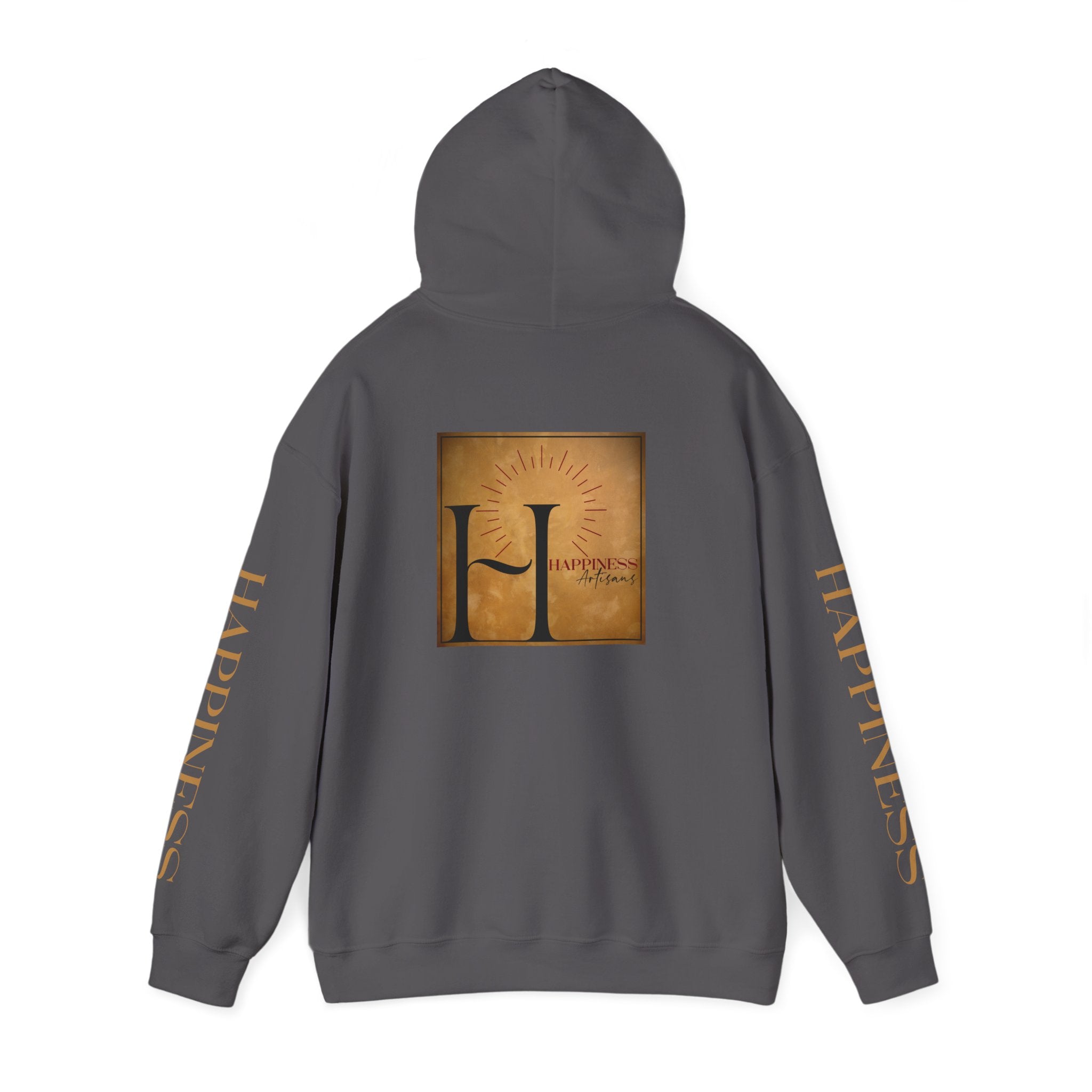 Hoodie 'Happiness Artisans' Gold Logo & 'Happiness' Sleeves