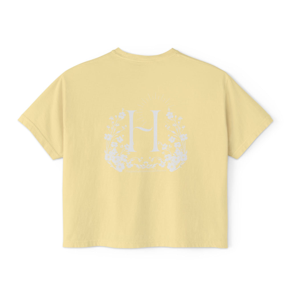 Monogram Floral Boxy Tee — Women's H Initial Crop T-Shirt