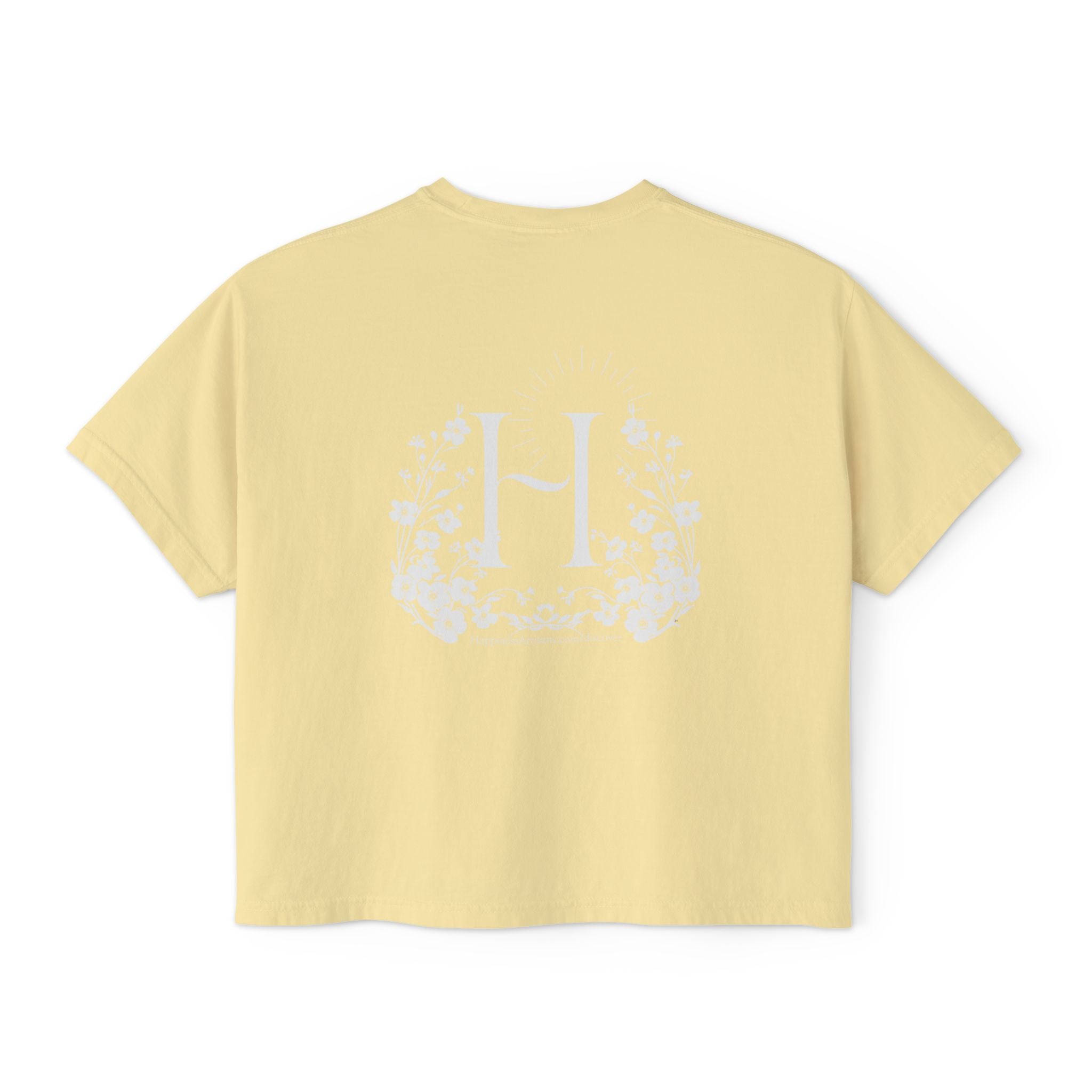 Monogram Floral Boxy Tee — Women's H Initial Crop T-Shirt