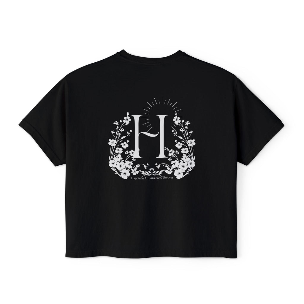 Monogram Floral Boxy Tee — Women's H Initial Crop T-Shirt
