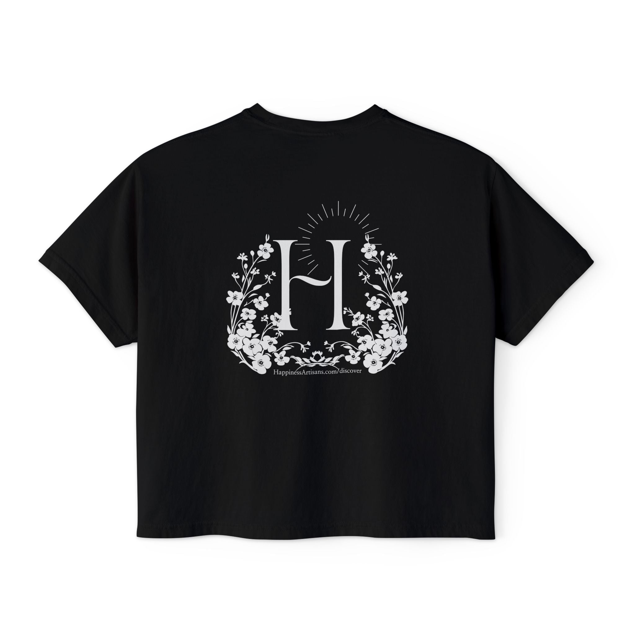 Monogram Floral Boxy Tee — Women's H Initial Crop T-Shirt