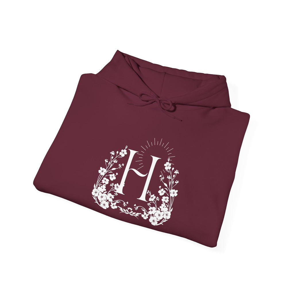 Floral Monogram H Hoodie | Happiness Artisans Hoodie with "Nothing Changes If Nothing Changes" Quote and Butterfly