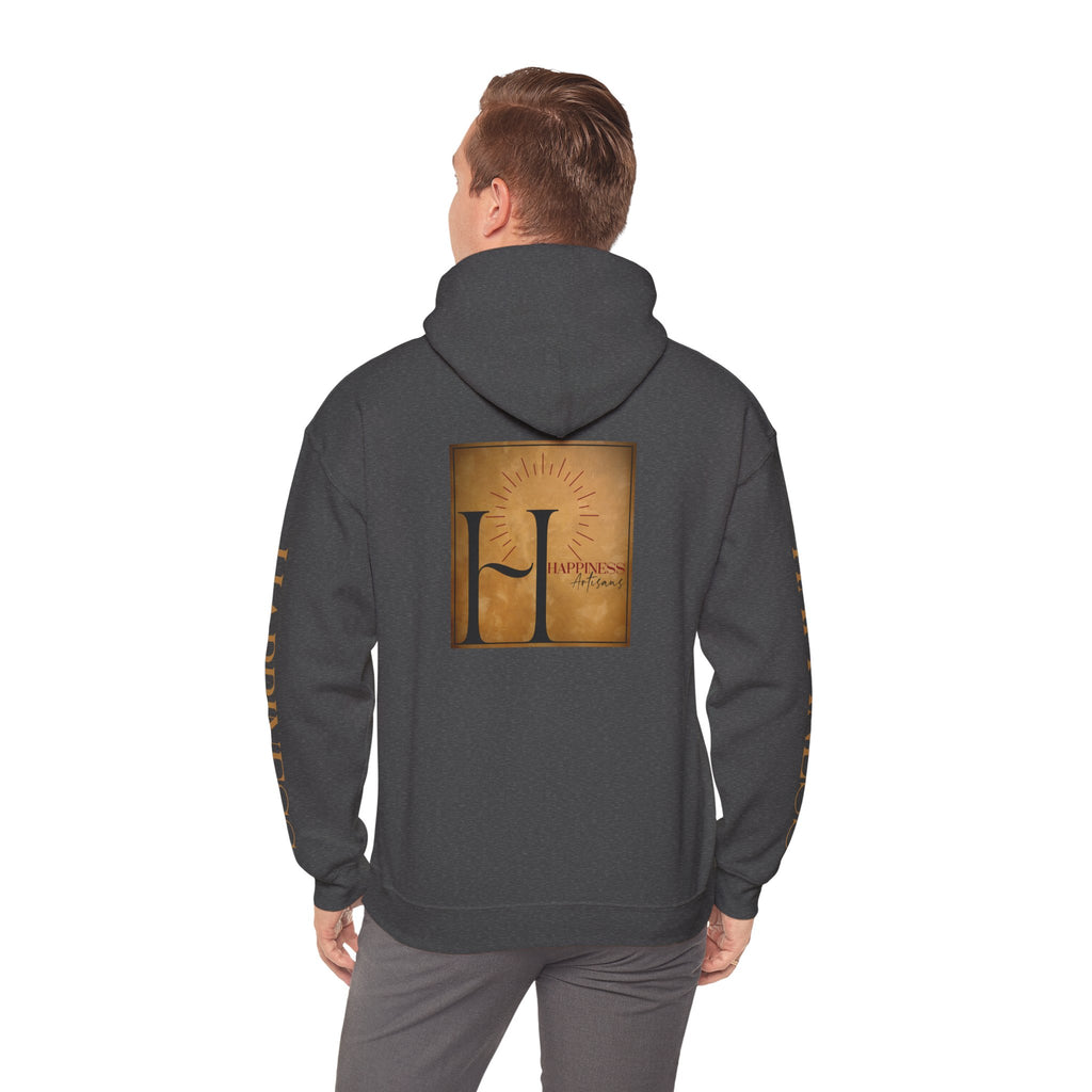 Hoodie 'Happiness Artisans' Gold Logo & 'Happiness' Sleeves
