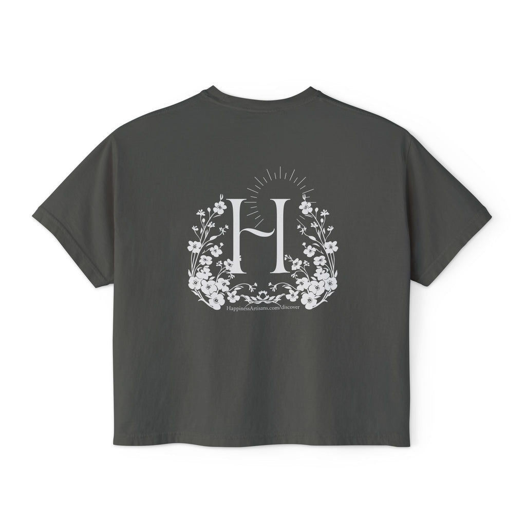 Monogram Floral Boxy Tee — Women's H Initial Crop T-Shirt