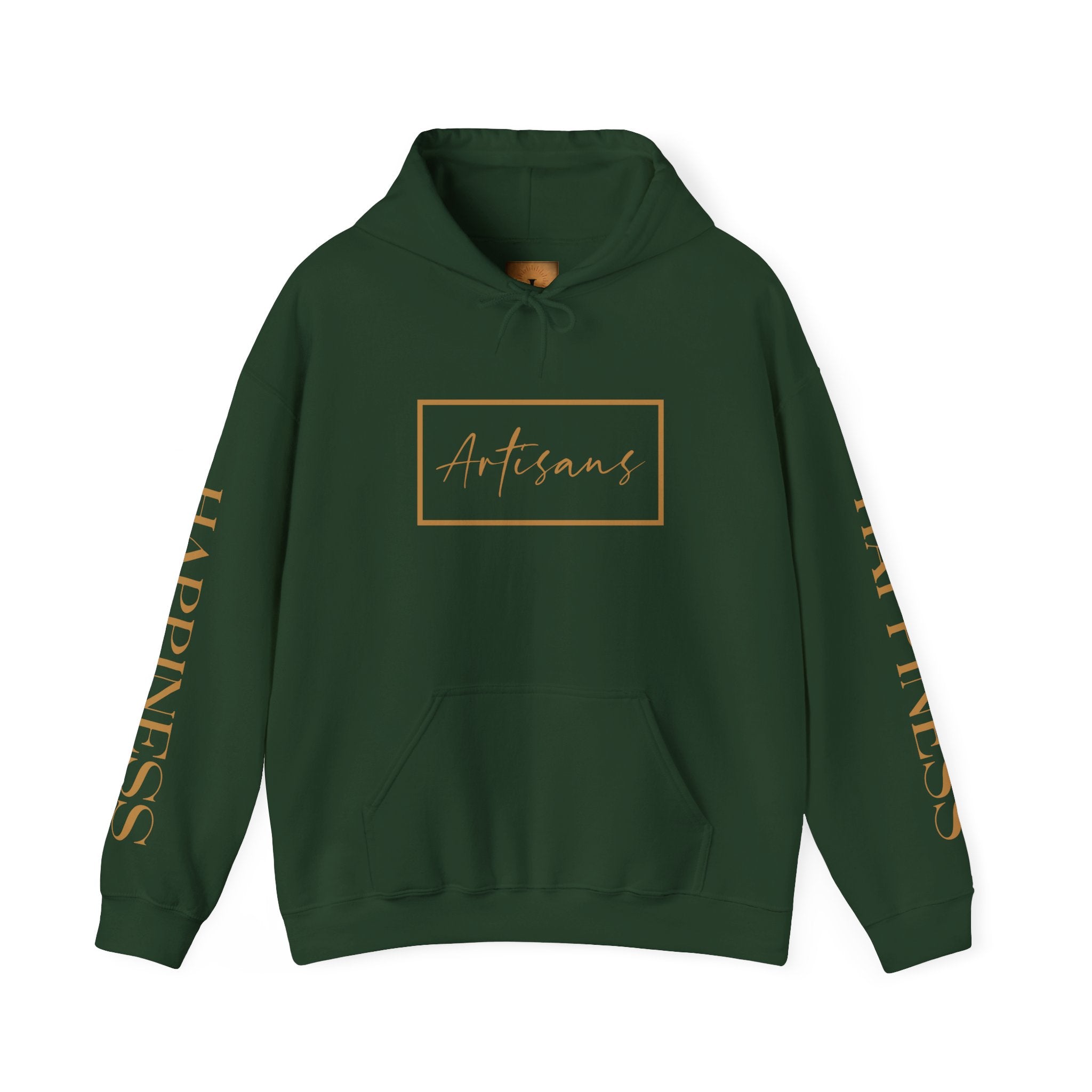 Hoodie 'Happiness Artisans' Gold Logo & 'Happiness' Sleeves