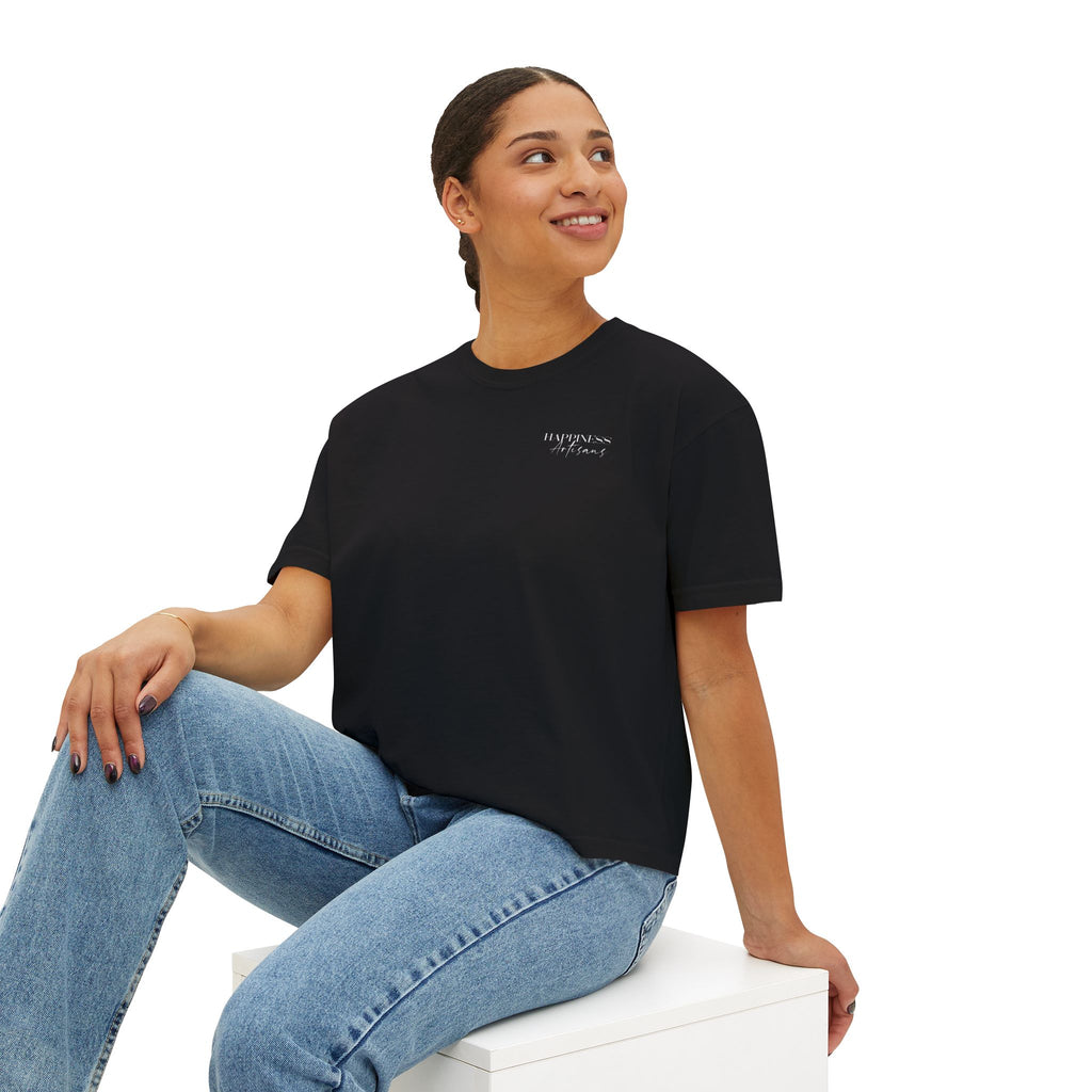 Monogram Floral Boxy Tee — Women's H Initial Crop T-Shirt