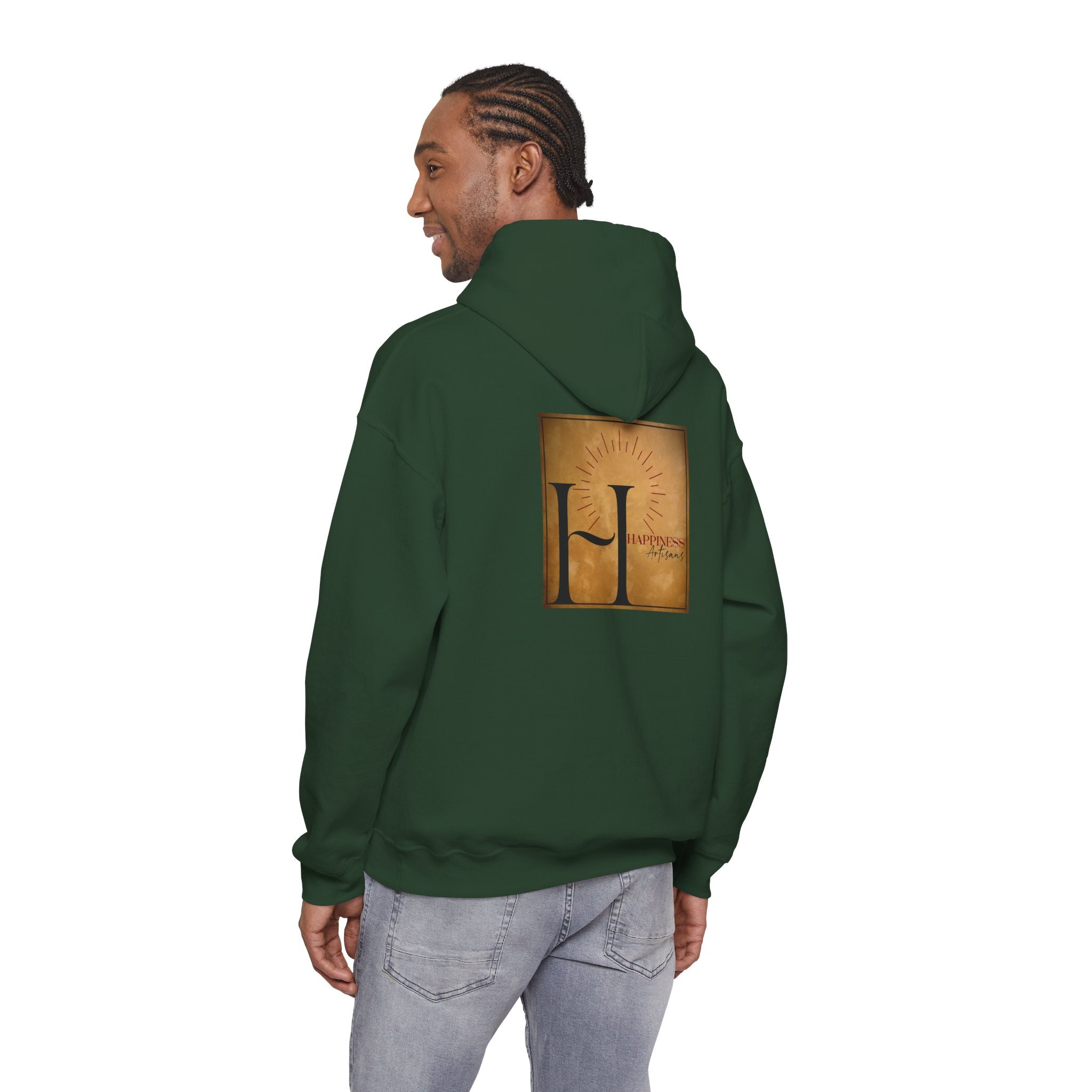 Hoodie 'Happiness Artisans' Gold Logo & 'Happiness' Sleeves