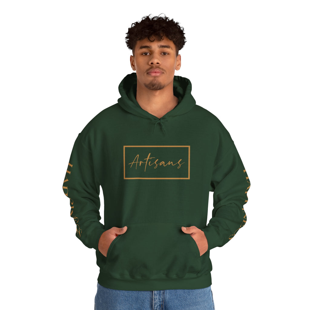 Hoodie 'Happiness Artisans' Gold Logo & 'Happiness' Sleeves