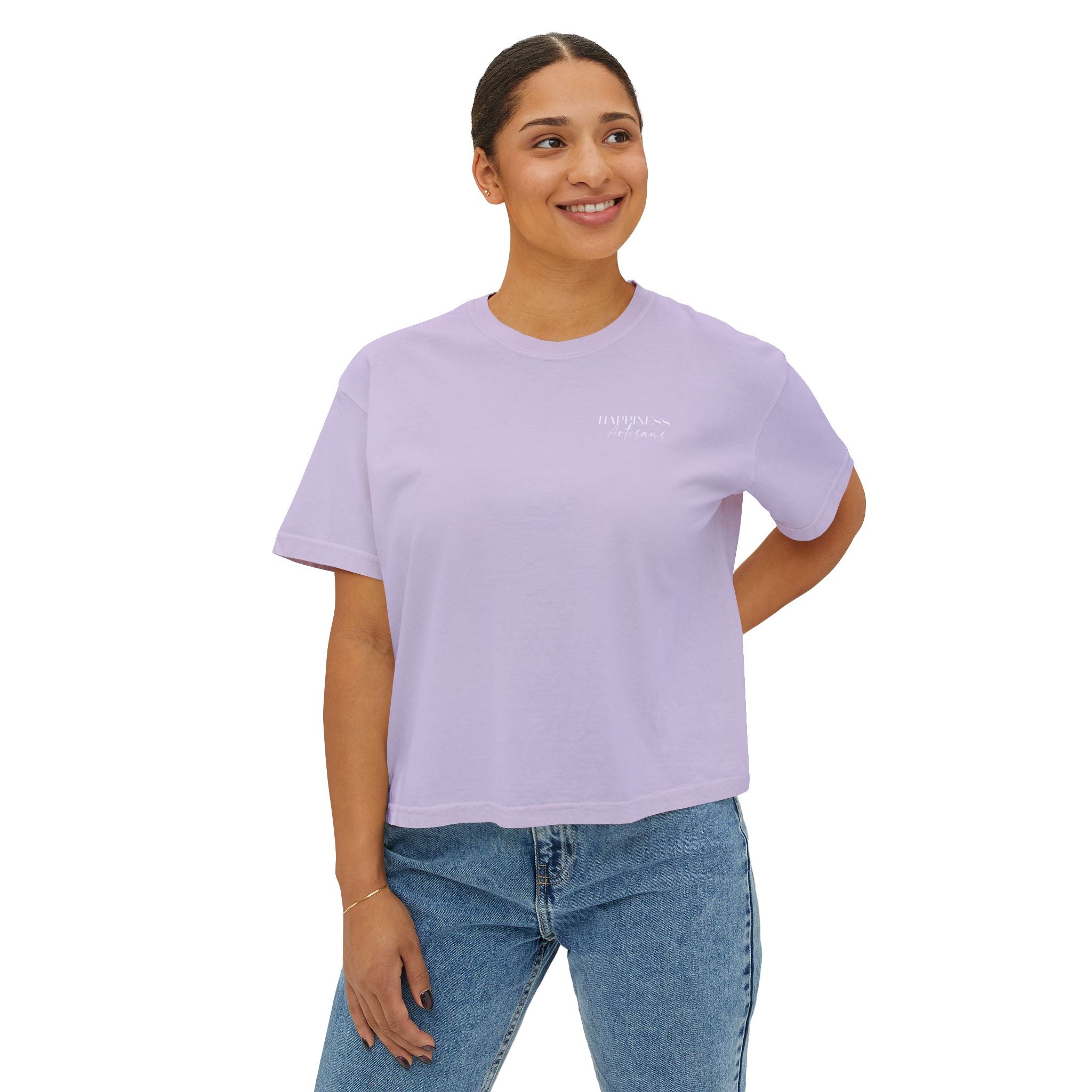 Monogram Floral Boxy Tee — Women's H Initial Crop T-Shirt