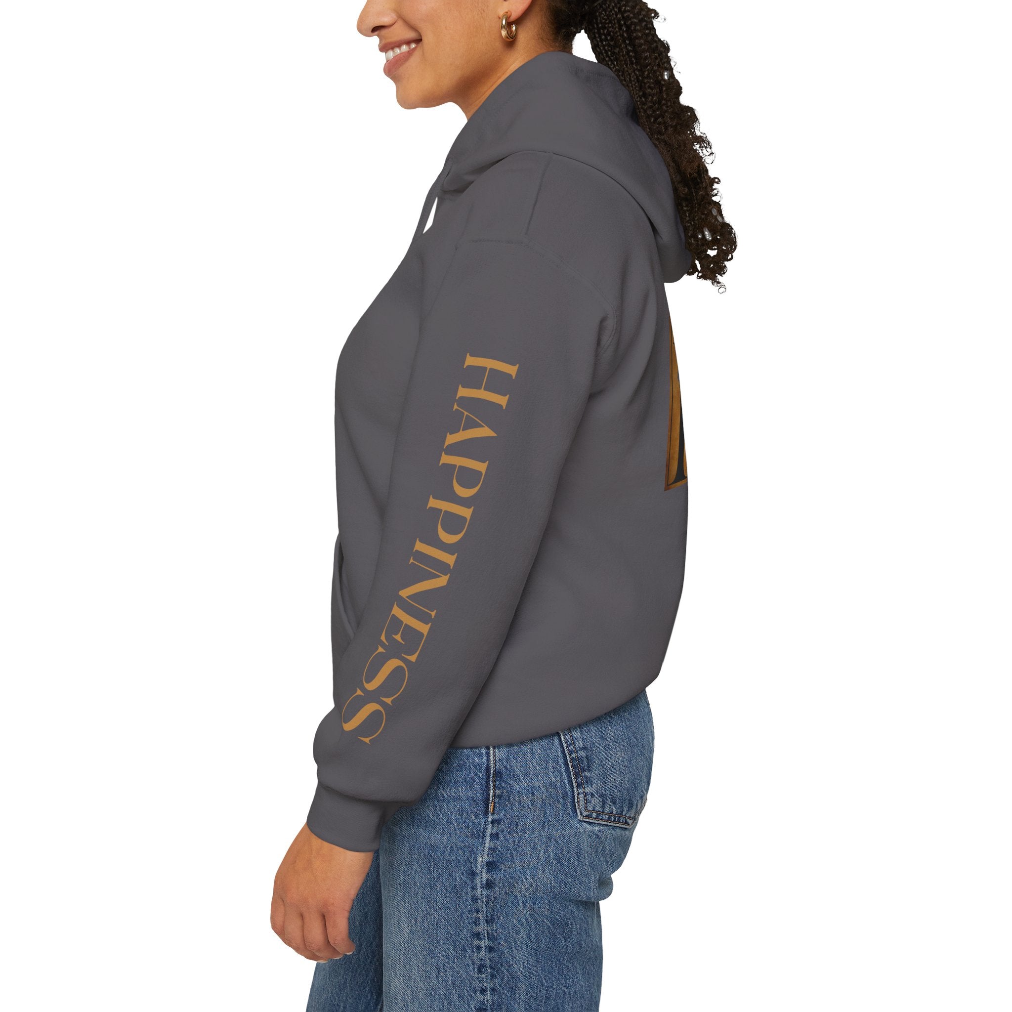 Hoodie 'Happiness Artisans' Gold Logo & 'Happiness' Sleeves