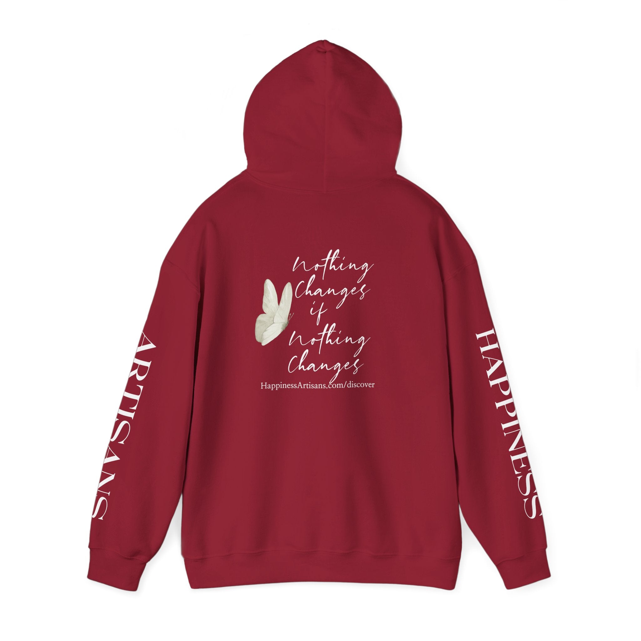 Floral Monogram H Hoodie | Happiness Artisans Hoodie with "Nothing Changes If Nothing Changes" Quote and Butterfly