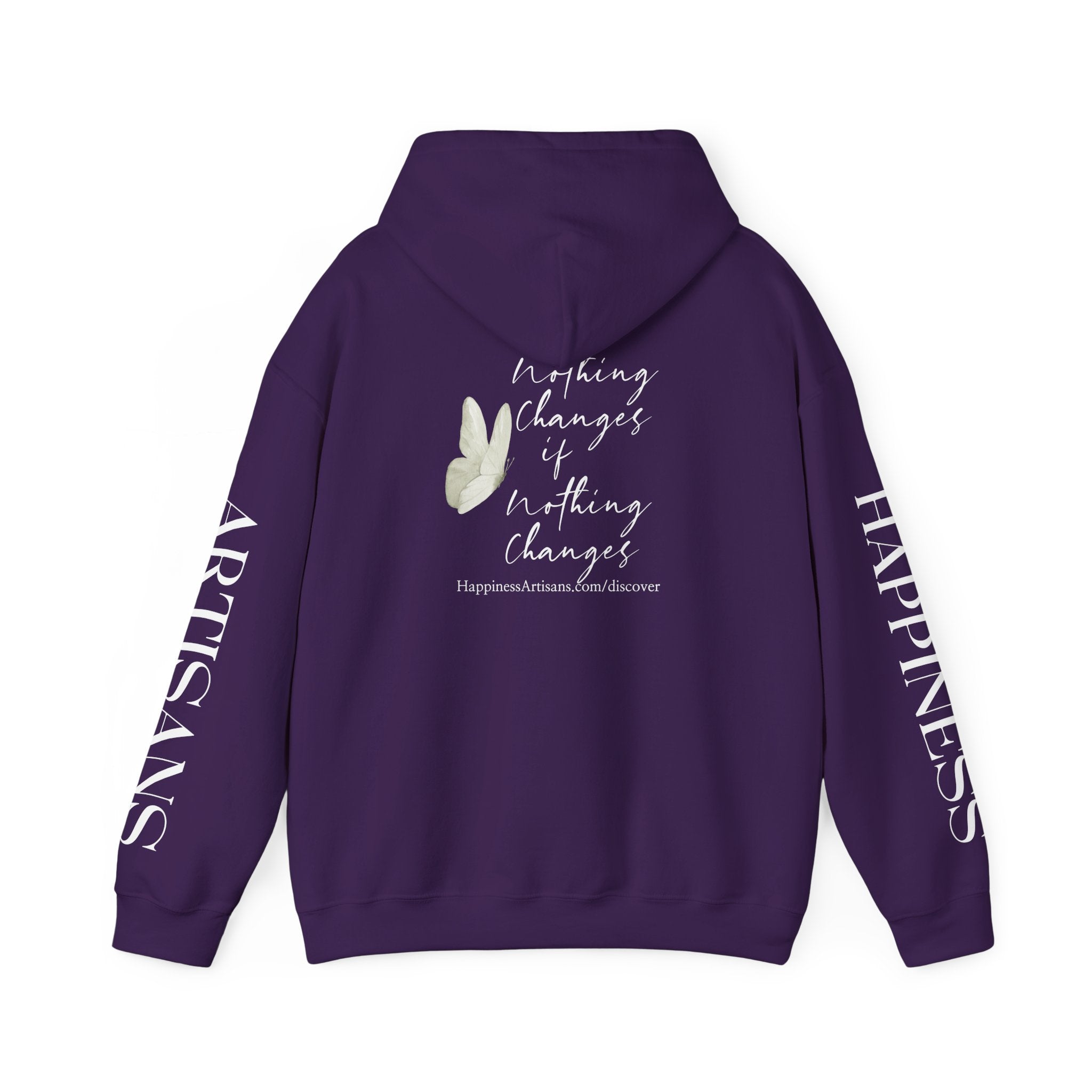 Floral Monogram H Hoodie | Happiness Artisans Hoodie with "Nothing Changes If Nothing Changes" Quote and Butterfly