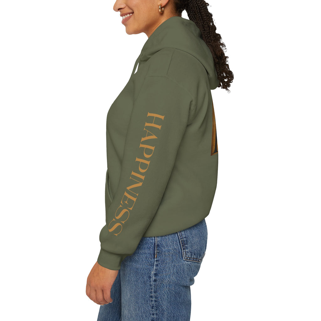 Hoodie 'Happiness Artisans' Gold Logo & 'Happiness' Sleeves