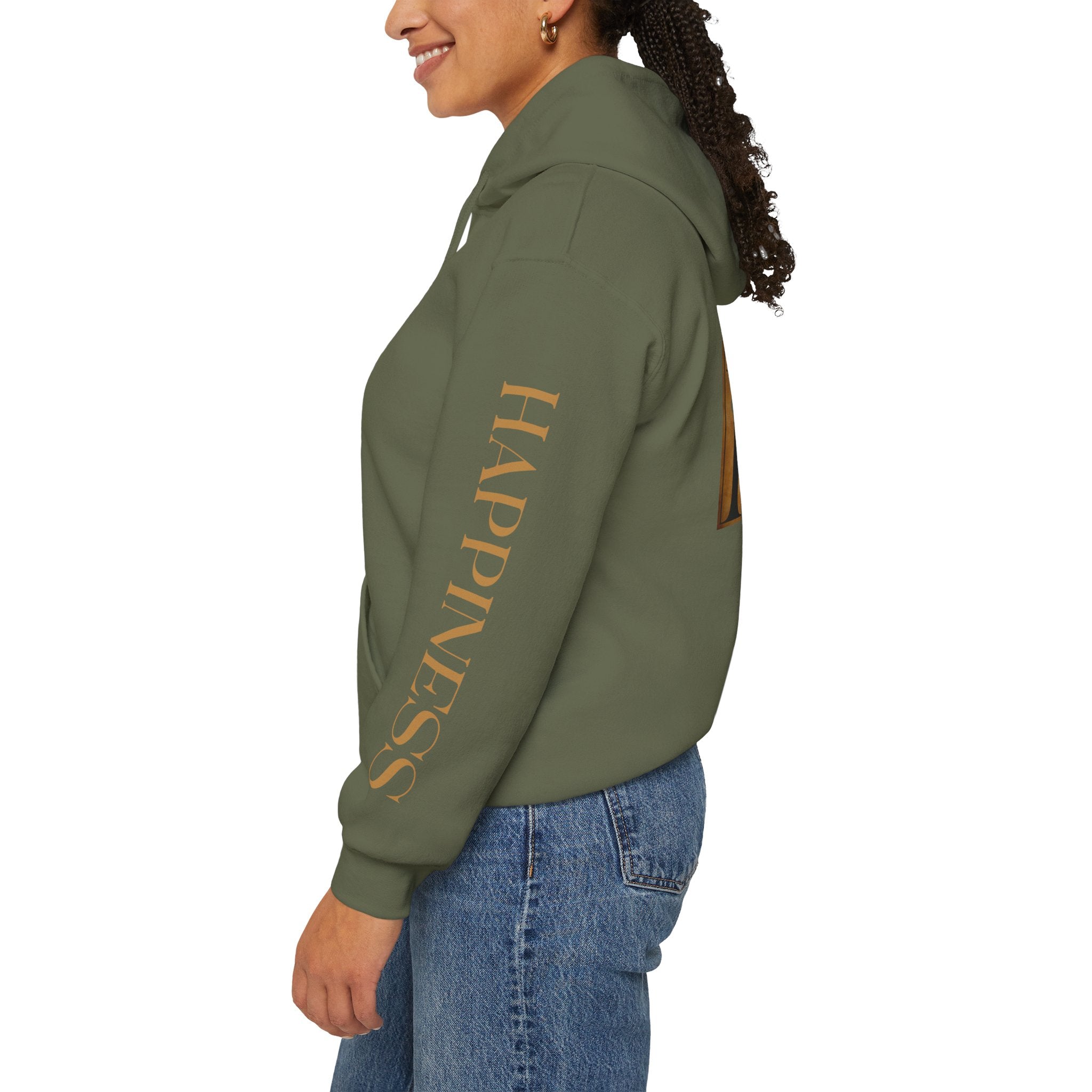 Hoodie 'Happiness Artisans' Gold Logo & 'Happiness' Sleeves