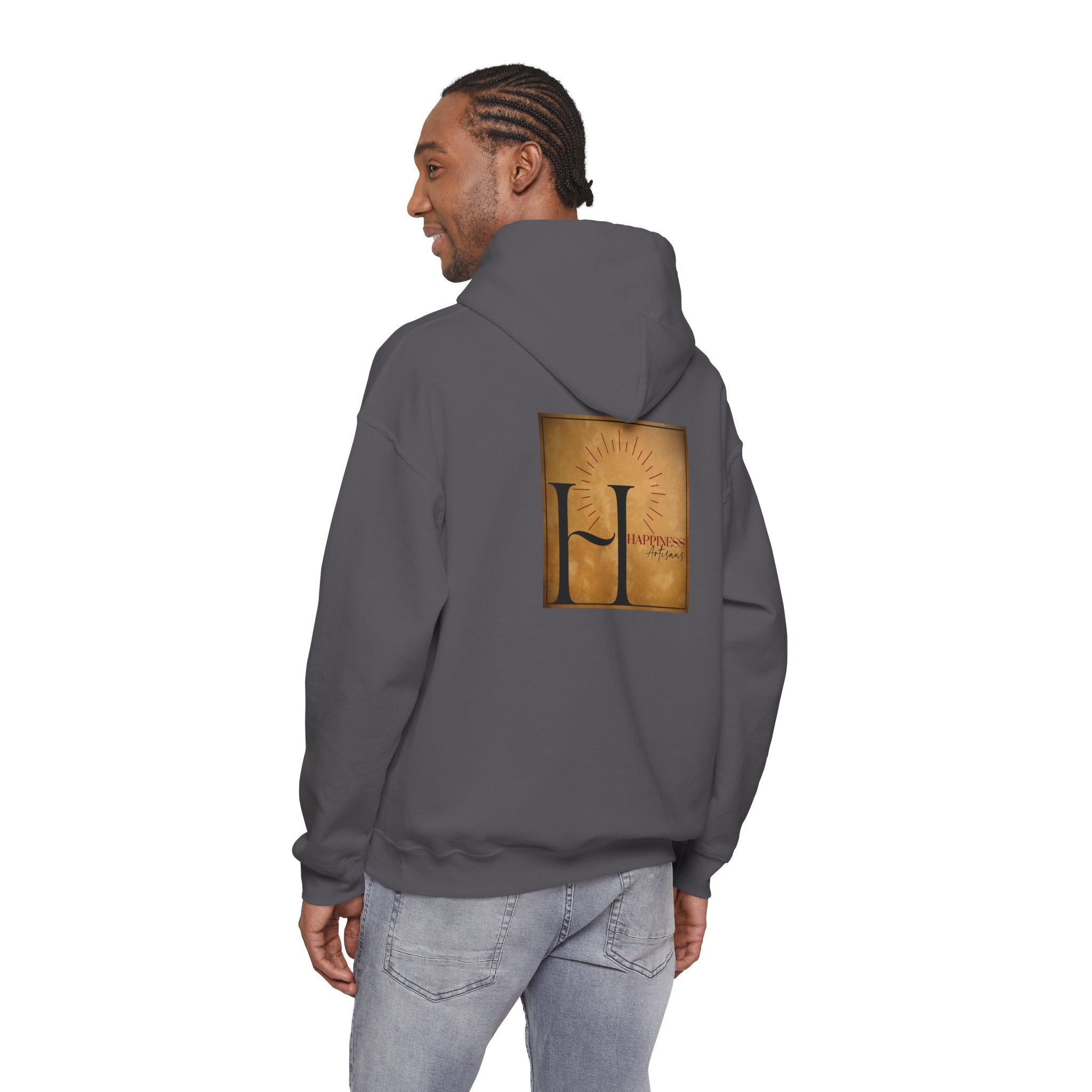 Hoodie 'Happiness Artisans' Gold Logo & 'Happiness' Sleeves