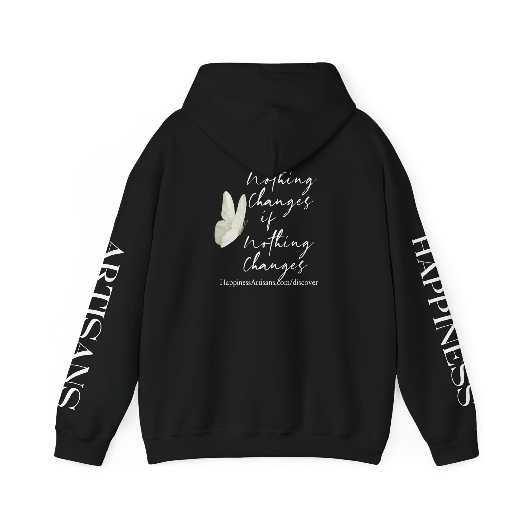 Floral Monogram H Hoodie | Happiness Artisans Hoodie with "Nothing Changes If Nothing Changes" Quote and Butterfly